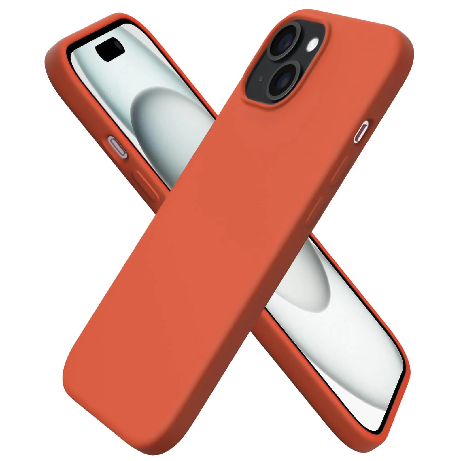 "DL3 Mobilak Liquid Silicone Protective Case for 𝐢𝐏𝐡𝐨𝐧𝐞 𝟏𝟓 𝐏𝐥𝐮𝐬, 𝐢𝐏𝐡𝐨𝐧𝐞 𝟏𝟒 𝐏𝐥𝐮𝐬 "" with Camera Protection and Microfiber Lining - Orange"