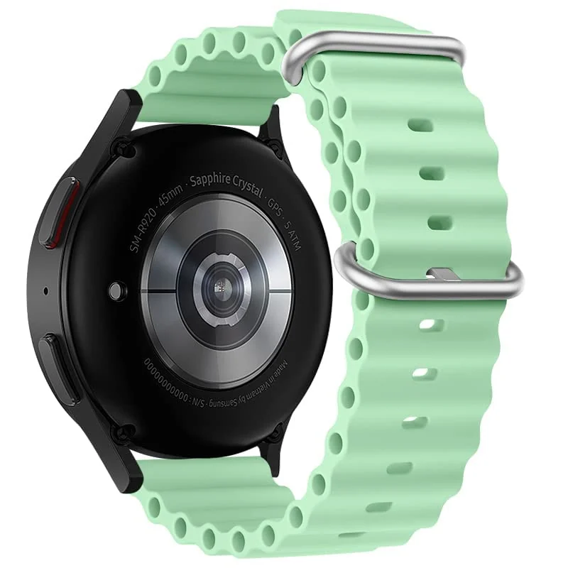 DL3 Mobilak Ocean Bands Silicone 20MM Strap For Samsung Galaxy Watch 7 6 5 4 40mm 44mm/5 Pro 45mm/S2 classic/active 2 40mm 44mm/Amazfi GTS 2/2e/GTS 3/3 Pro/GTS 4/GTS 2 Mini/3 Mini/4 Mini/Bip 3 Pro - Light Green