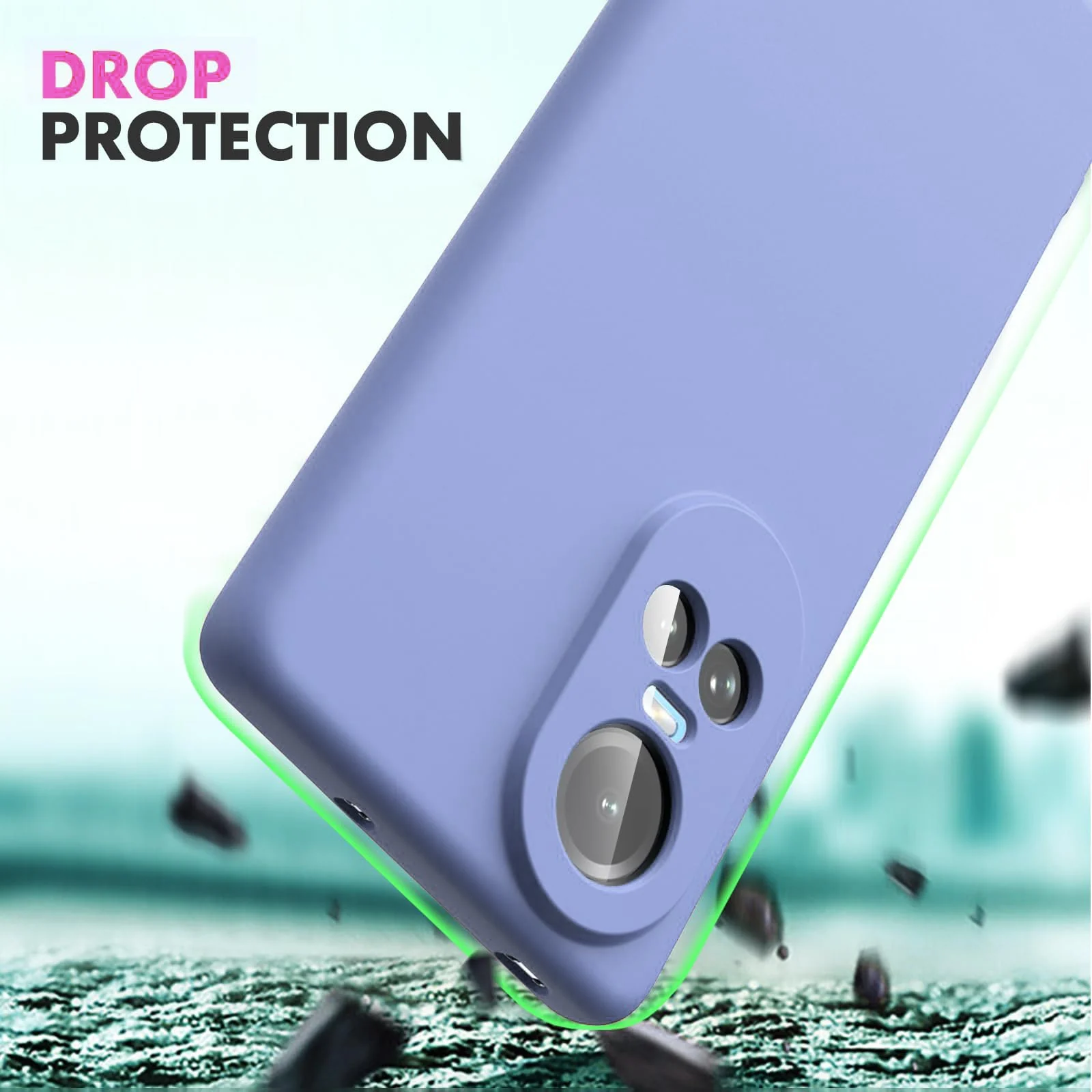 DL3 Mobilak Liquid Silicone Protective Case with Soft Microfiber Lining with Full Camera Protection for OPPO Reno 10 5G / OPPO Reno 10 Pro 5G - Baby Blue