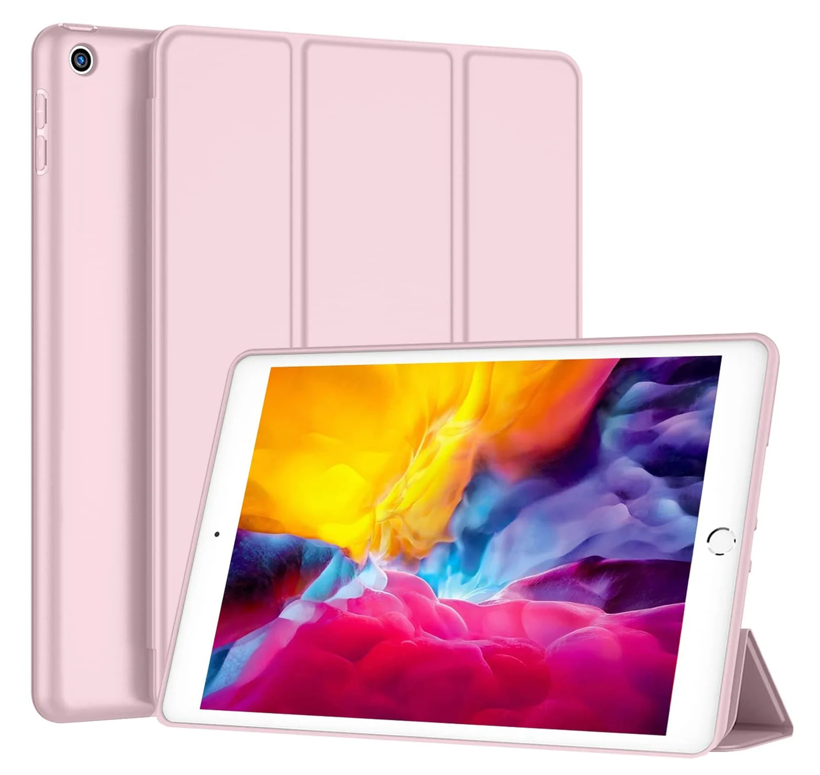 DL3 Mobilak Case For Apple iPad 9/8/7 (10.2-Inch, 2021/2020/2019 Model, 9th/8th/7th Generation), Smart Cover Soft Baby Skin Silicone Back and Full Body Protection, Auto Wake/Sleep - Pink Sand