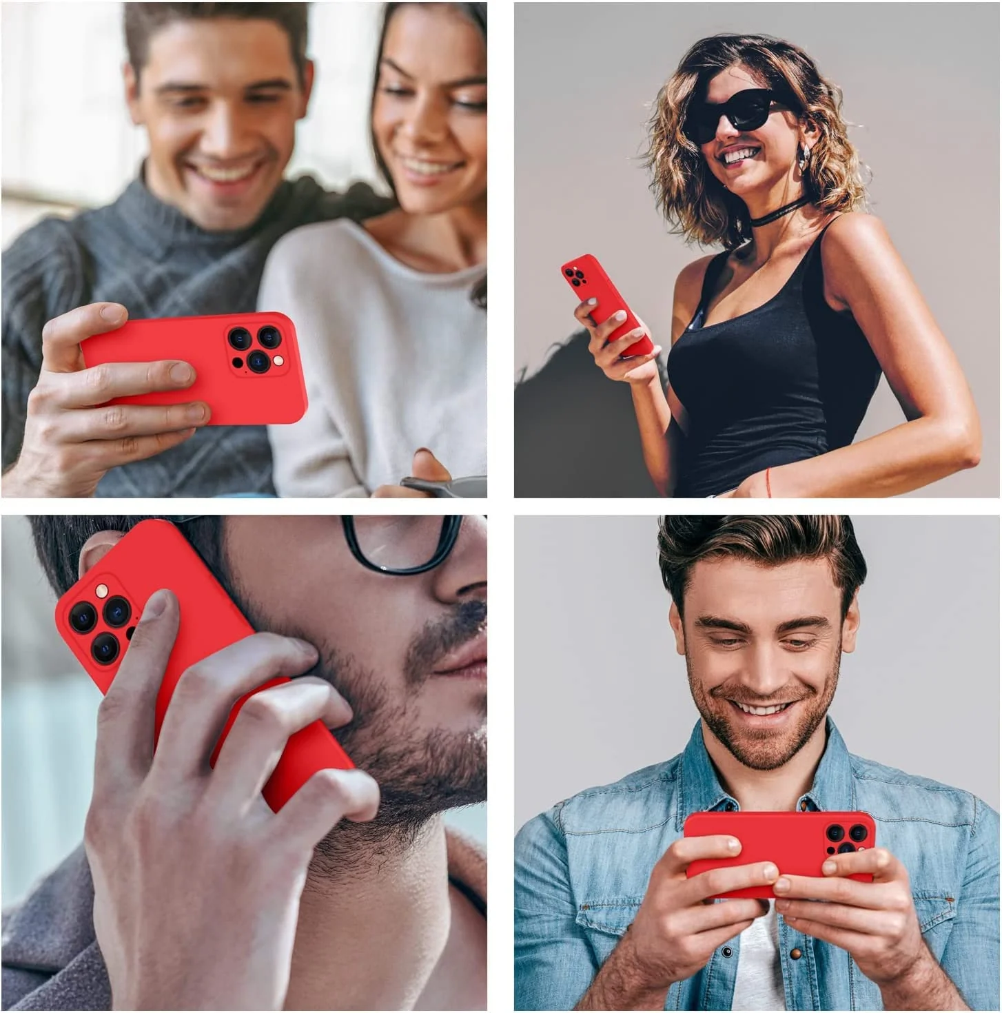 DL3 Mobilak Silicone Protective Case for iPhone 13 Pro Max (6.7 Inch), Does not support wireless charging, Built-in kickstand, Anti-fingerprint finish - Red