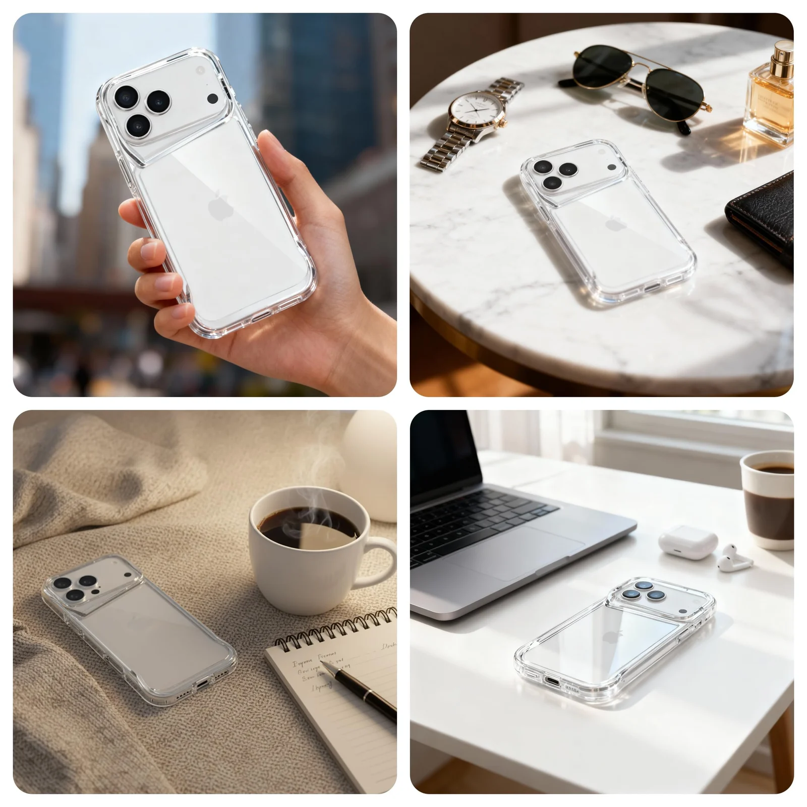 DL3 Mobilak Clear PC and TPU Protective Case for iPhone 17 Pro with Camera Protection and Military-Grade Protection - Clear