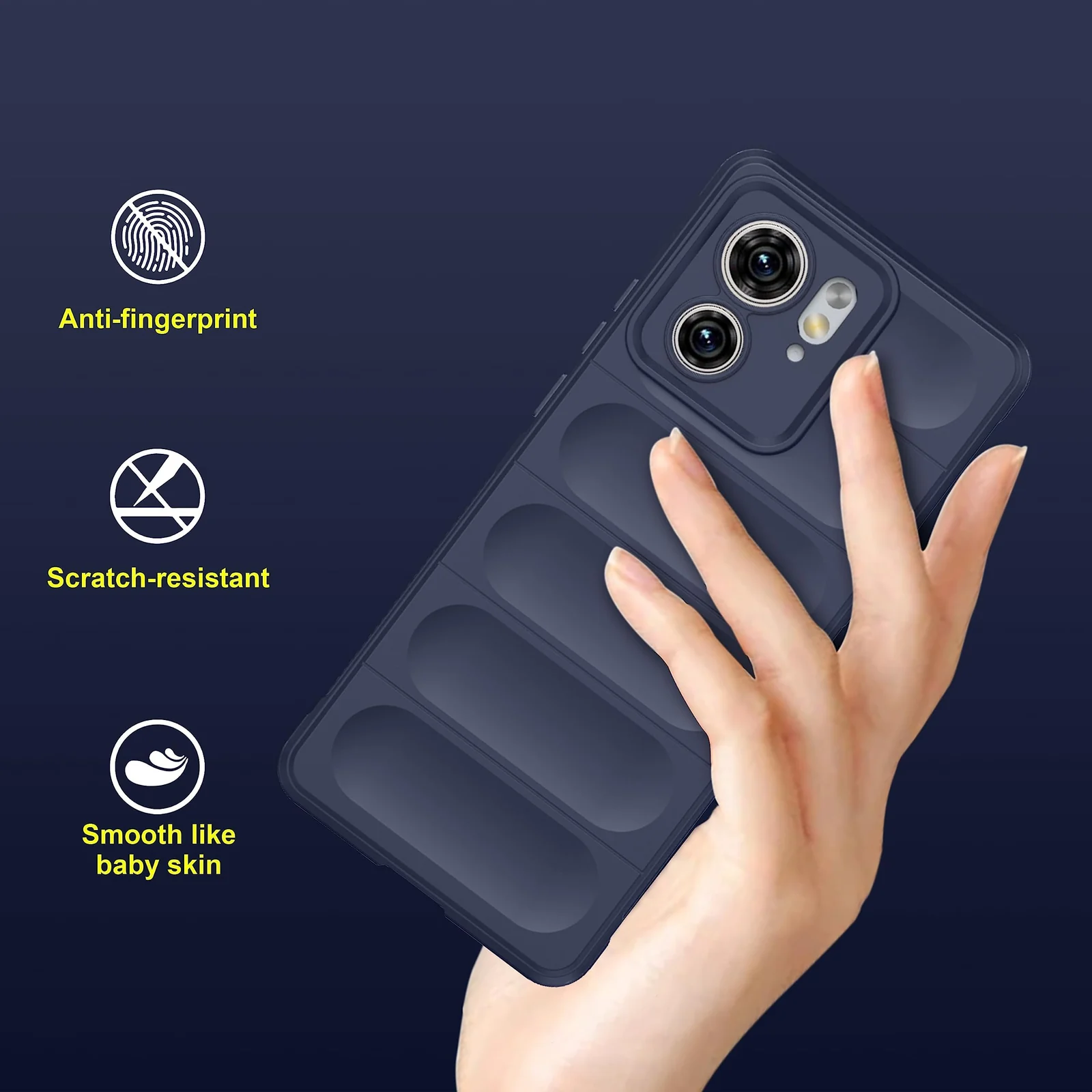 DL3 Mobilak Silicone Case for Motorola Edge 40 5G Heavy Duty Protective [Slim Fit] Shockproof Soft Flexible Protective Design Shock-Absorption TPU Cover With Camera Protection - Blue