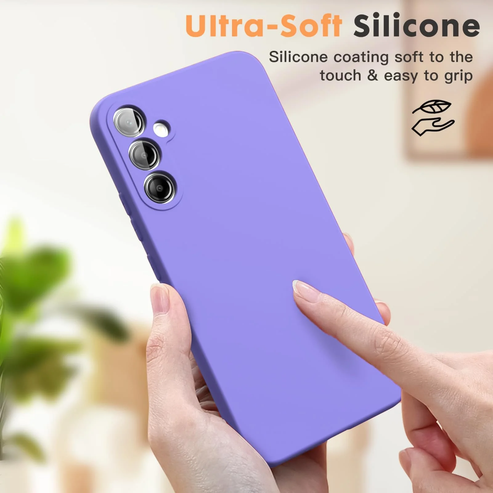 DL3 Mobilak Samsung Galaxy A15 Case, Soft Flexible Silicone Gel Rubber Bumper Cover, Full Body Shockproof Protective Phone Case - Light Purple