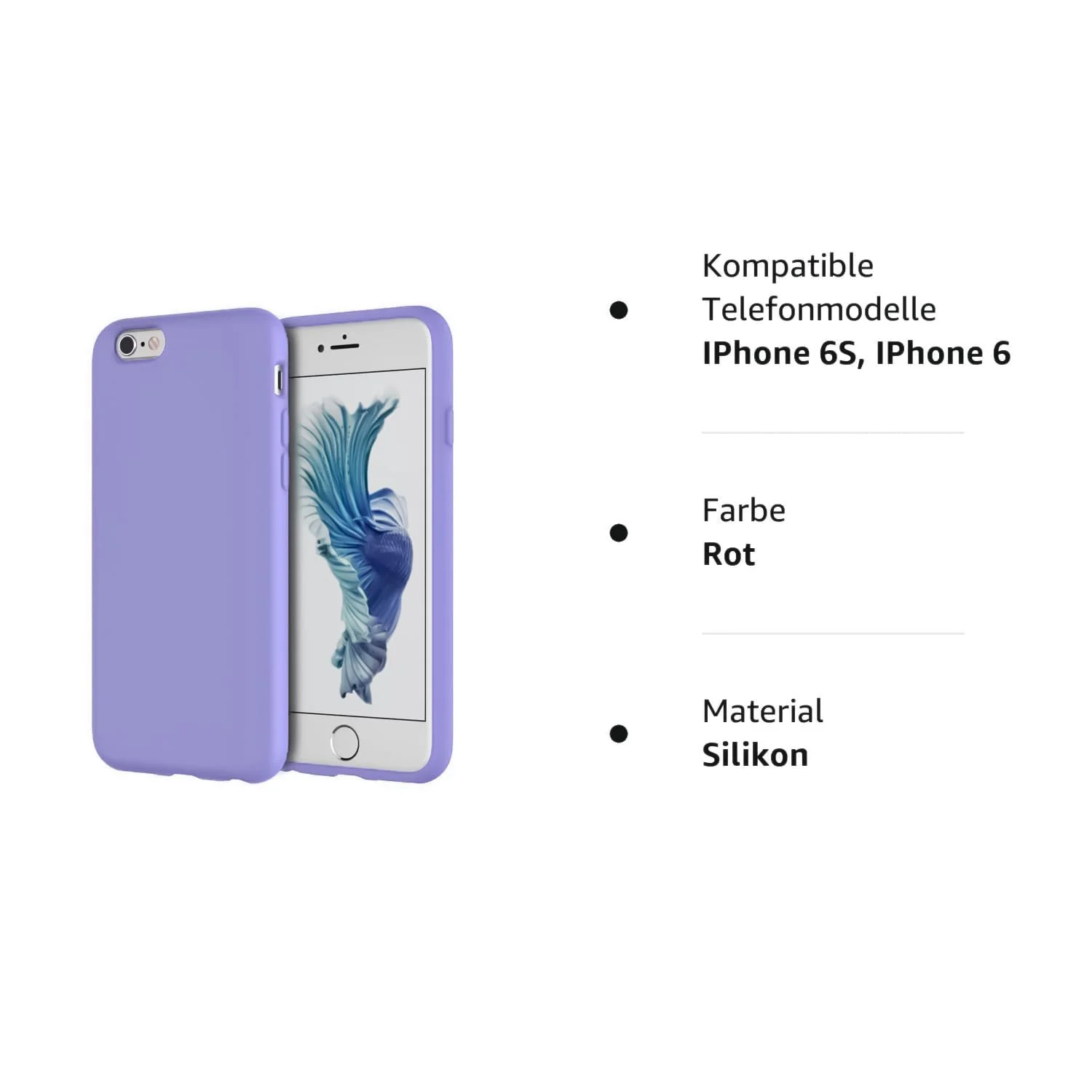 DL3 Mobilak Liquid Silicone Case for iPhone 6 / 6S, Shock-absorbing protection, Slim, lightweight profile - Light Purple