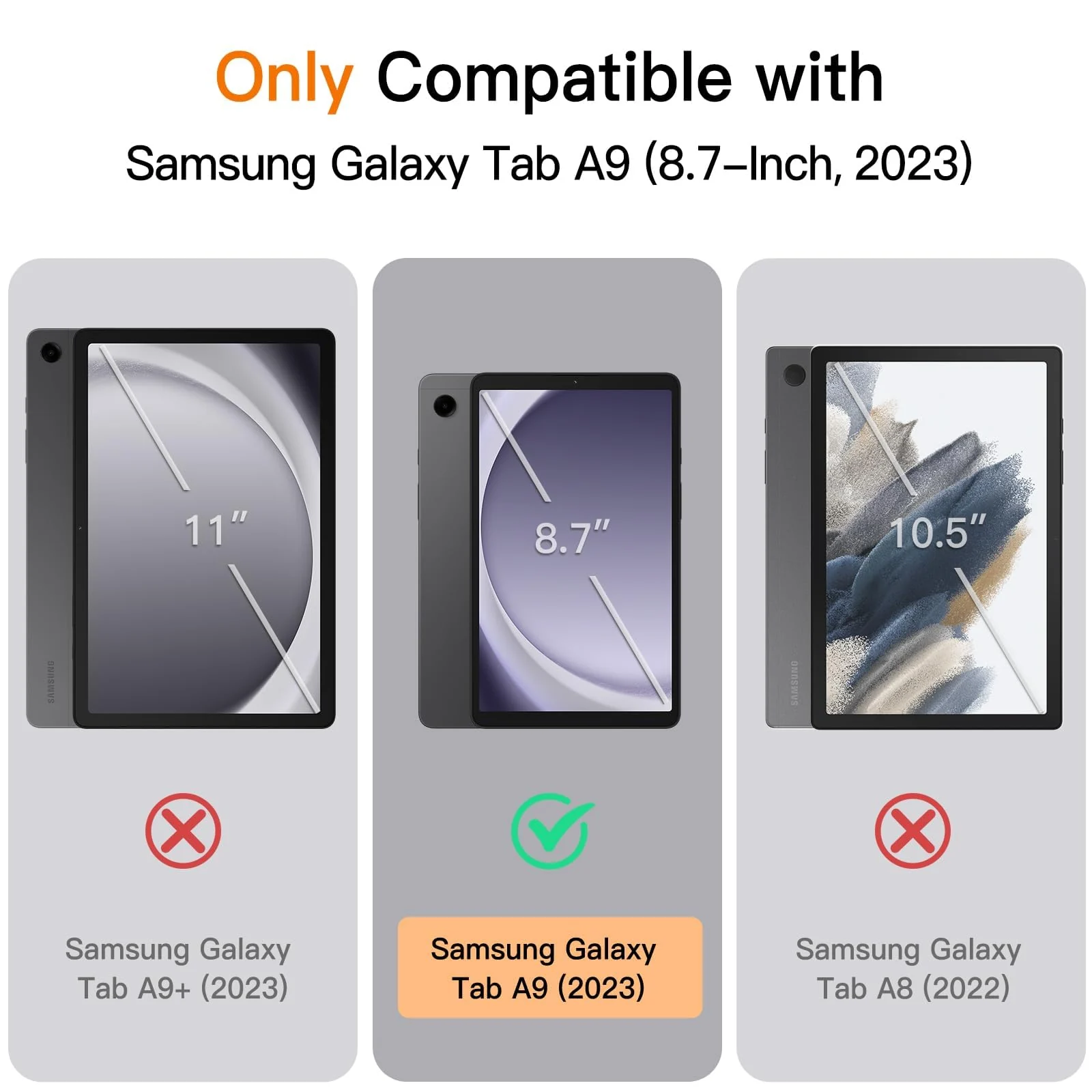 DL3 Mobilak Samsung Galaxy Tab A9 Cover Case 8.7 inch Tablet Cover [SM-X110/X115/X117] Case with Pen Holder, Soft TPU Back Trifold Stand Protective Smart Cover Flip, Auto Wake&Sleep - Black