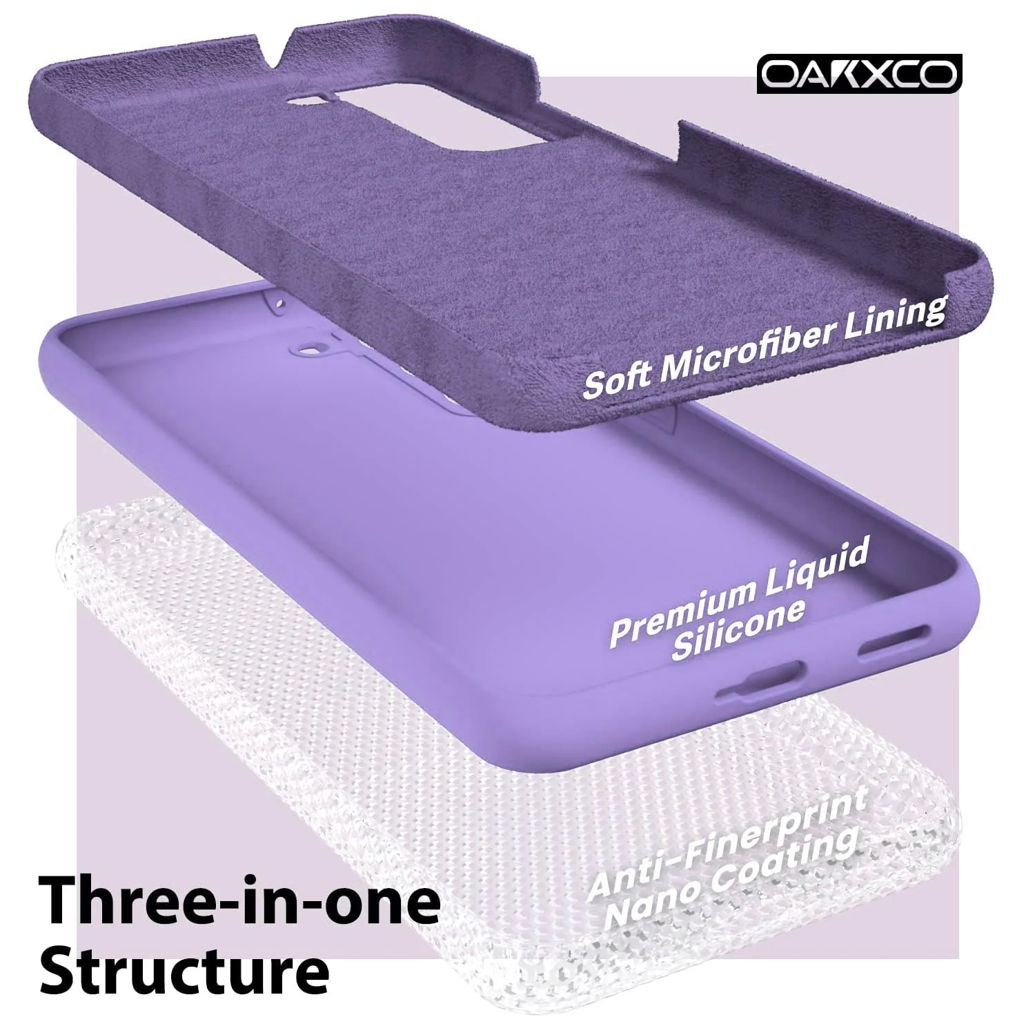 DL3 Mobilak Liquid Silicone Protective Case with Soft Microfiber Lining with Full Camera Protection for Samsung Galaxy S22 5G - Light Purple