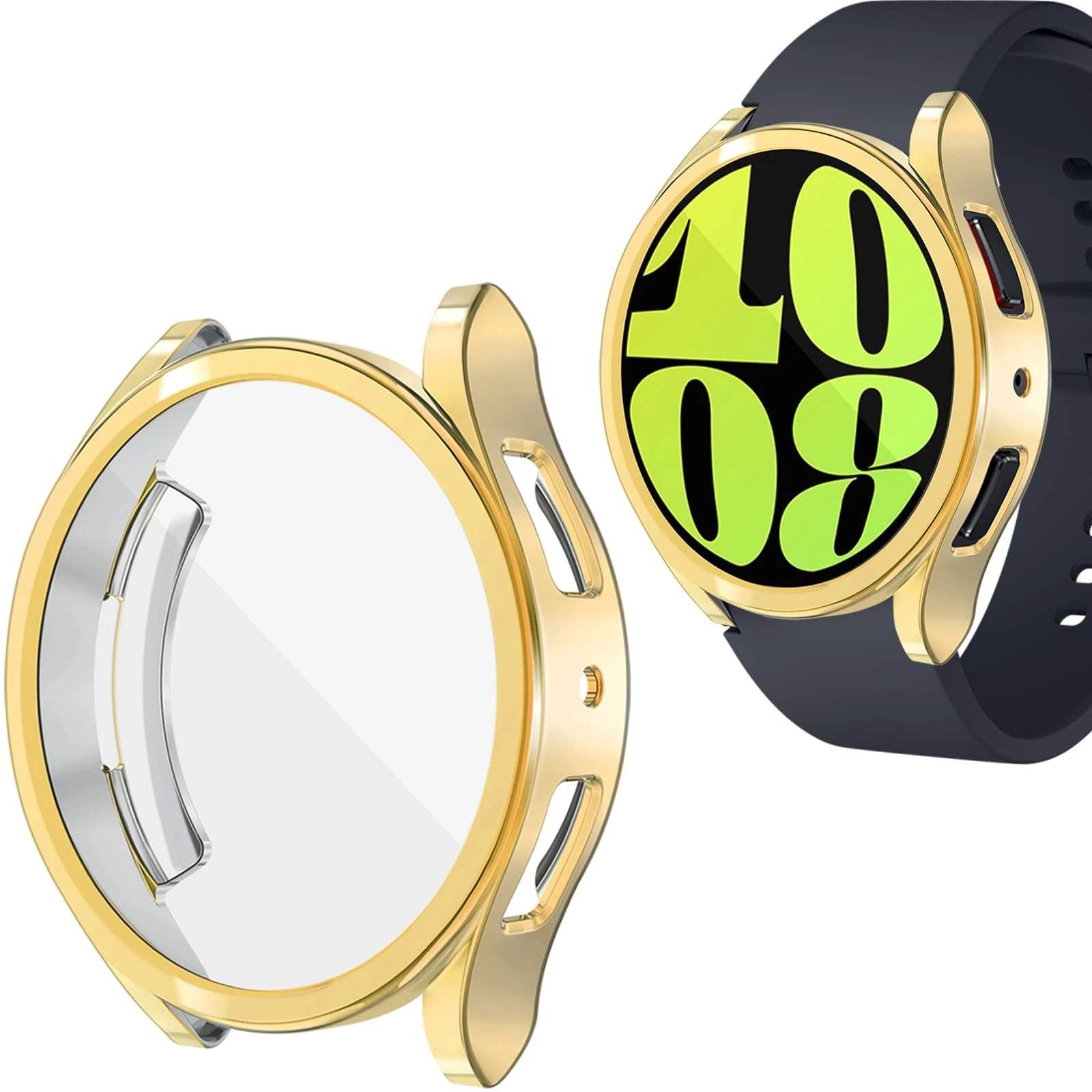DL3 Mobilak Case Compatible with Samsung Galaxy Watch 4 40mm 2021 & Watch 5 40mm 2022 Case All-Around Screen Protector Watch Soft TPU Shockproof Cover Slim Guard Thin Bumper Shel Protector - Gold
