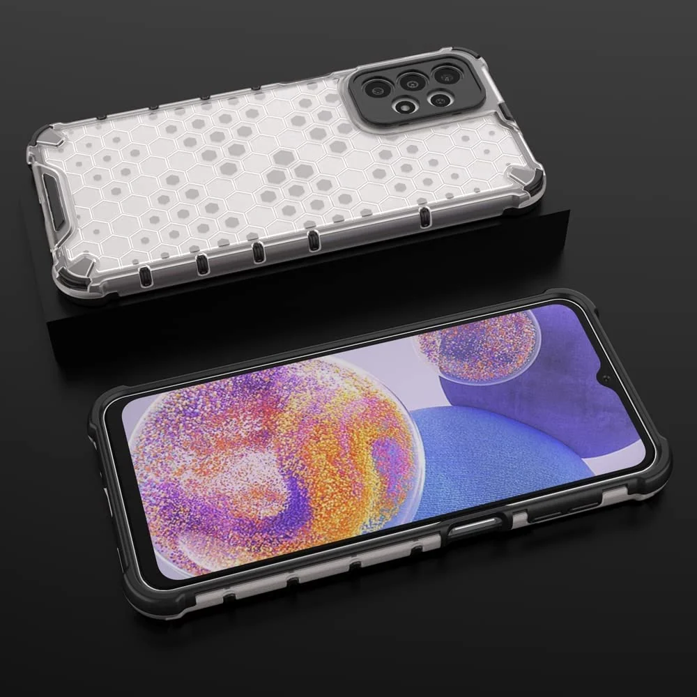 DL3 Mobilak Honeycomb Protective Case for Samsung Galaxy A23 5G / 4G, Shock-absorbing protection, Transparent design, Slim, lightweight profile - Clear