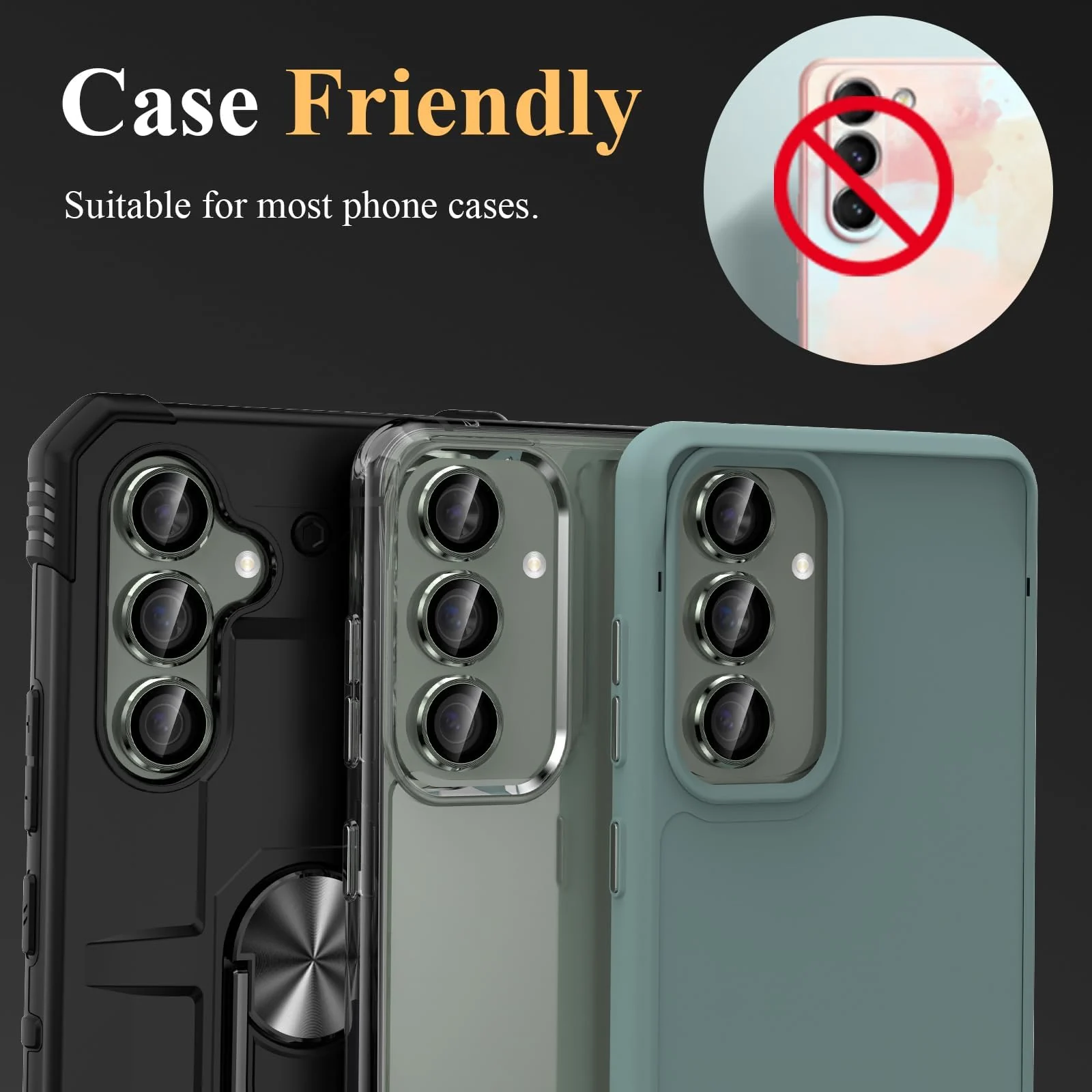 DL3 Mobilak Camera Lens Protector for Samsung Galaxy S24+ Plus Accessories, 9H Tempered Glass Metal Individual Ring Camera Cover Screen Protector for S24 Plus, Case Friendly, Anti Scratch - Green