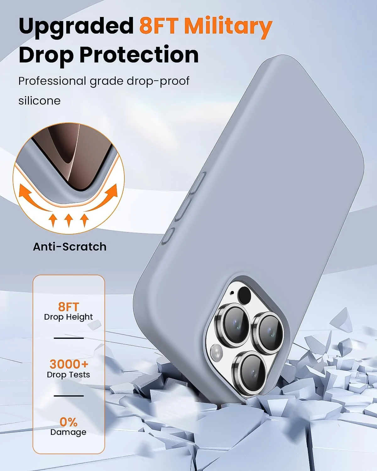 DL3 Mobilak Compatible with iPhone 16 Pro 6.3-inch Case, Premium Liquid Silicone Case, Full Body Protective Cover, Shockproof, Slim Phone Case, Anti-Scratch Soft Microfiber Lining - A. Baby Blue