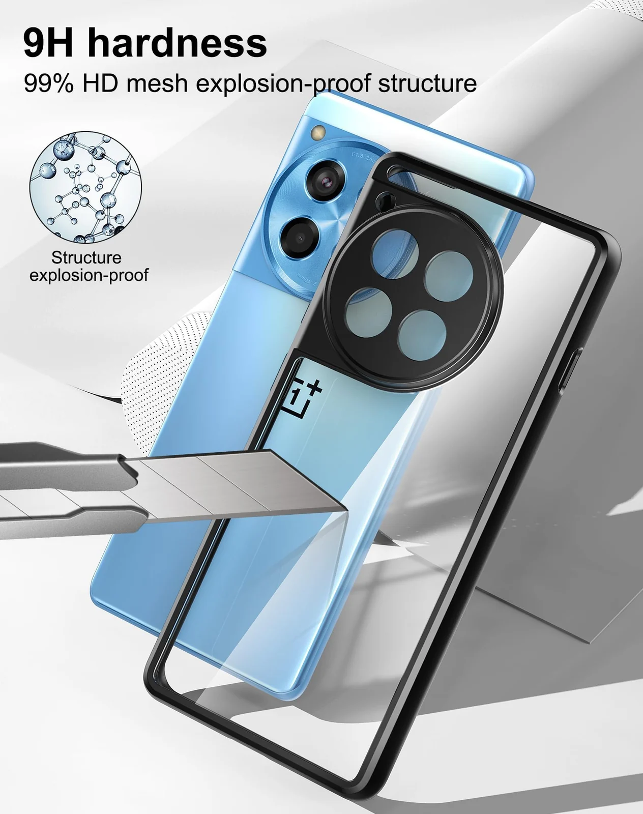 DL3 Mobilak Clear Protective Case for Oneplus 12R 5G / Oneplus Ace 3 - Black