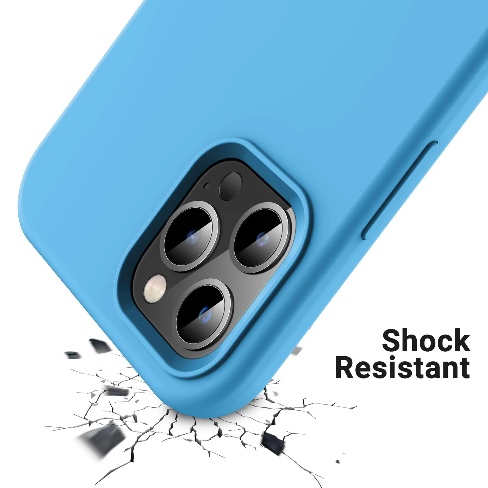 DL3 Mobilak Liquid Silicone Case for iPhone 12 Pro Max (6.7 Inch), Shock-absorbing protection, Scratch-resistant surface, Soft microfiber lining - Sky Blue
