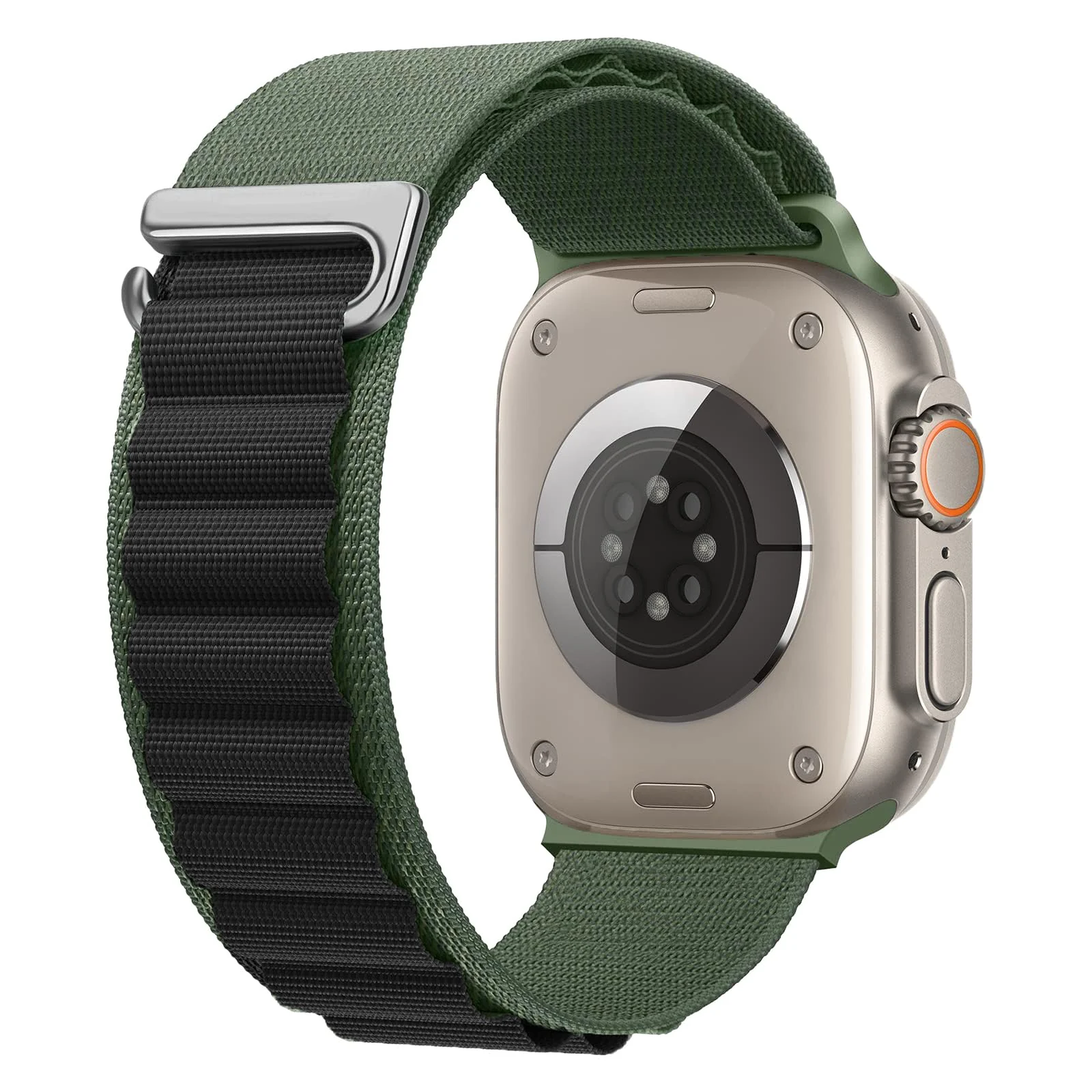 Apple Watch Ultra 49MM 45MM 44MM 42MM — DL3 Mobilak Trail/Alpine Loop Nylon Band Compatible with Apple Watch Ultra 2/Ultra Band 49mm 45mm 44mm 42mm, Adjustable with Metal C-Hook Strap for iWatch Ultra Series 9/8/7/6/5/4/3/2/1/SE2/SE - Green Black