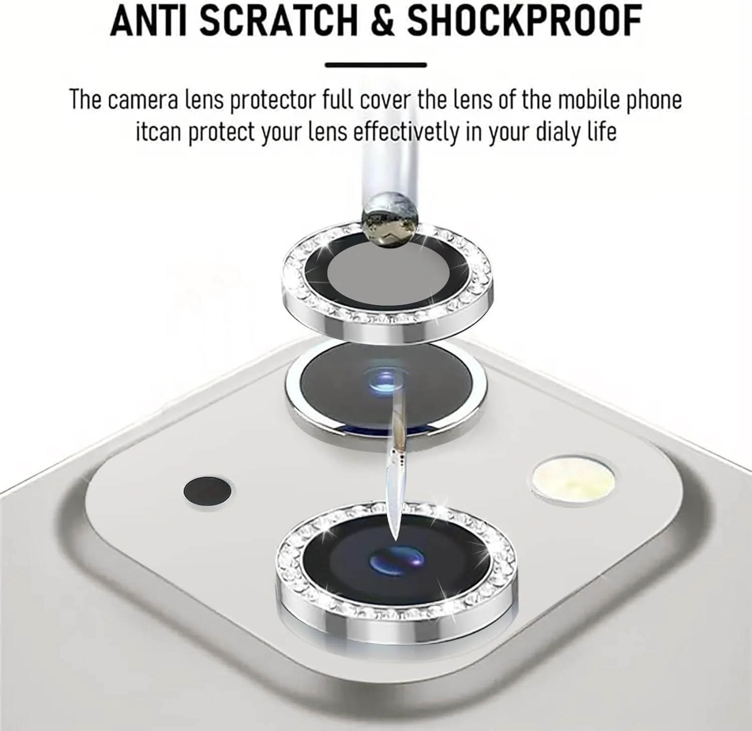 DL3 Mobilak Camera Lens Protector Compatible with [iPhone 13/13 mini] | Impact Protection - High Clarity and Scratch/Fingerprint Resistant 9H Tempered Glass with Aluminum Trim - A Silver