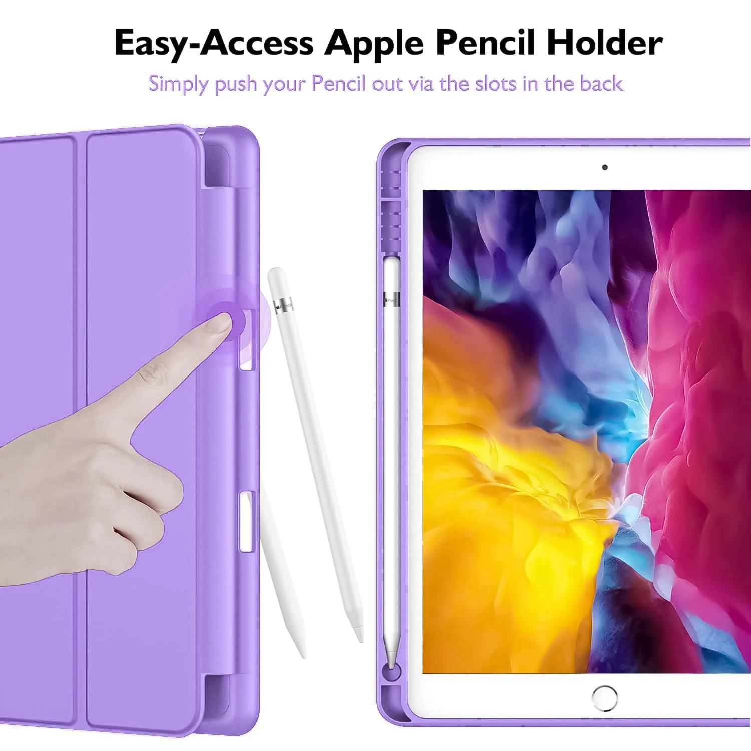 DL3 Mobilak Smart Case for Samsung Galaxy Tab A8 10.5 Inch 2021(-X200/-X205/-X207) with Pencil Holder, Soft TPU Smart Stand Back Cover Auto Wake/Sleep Feature - Light Purple