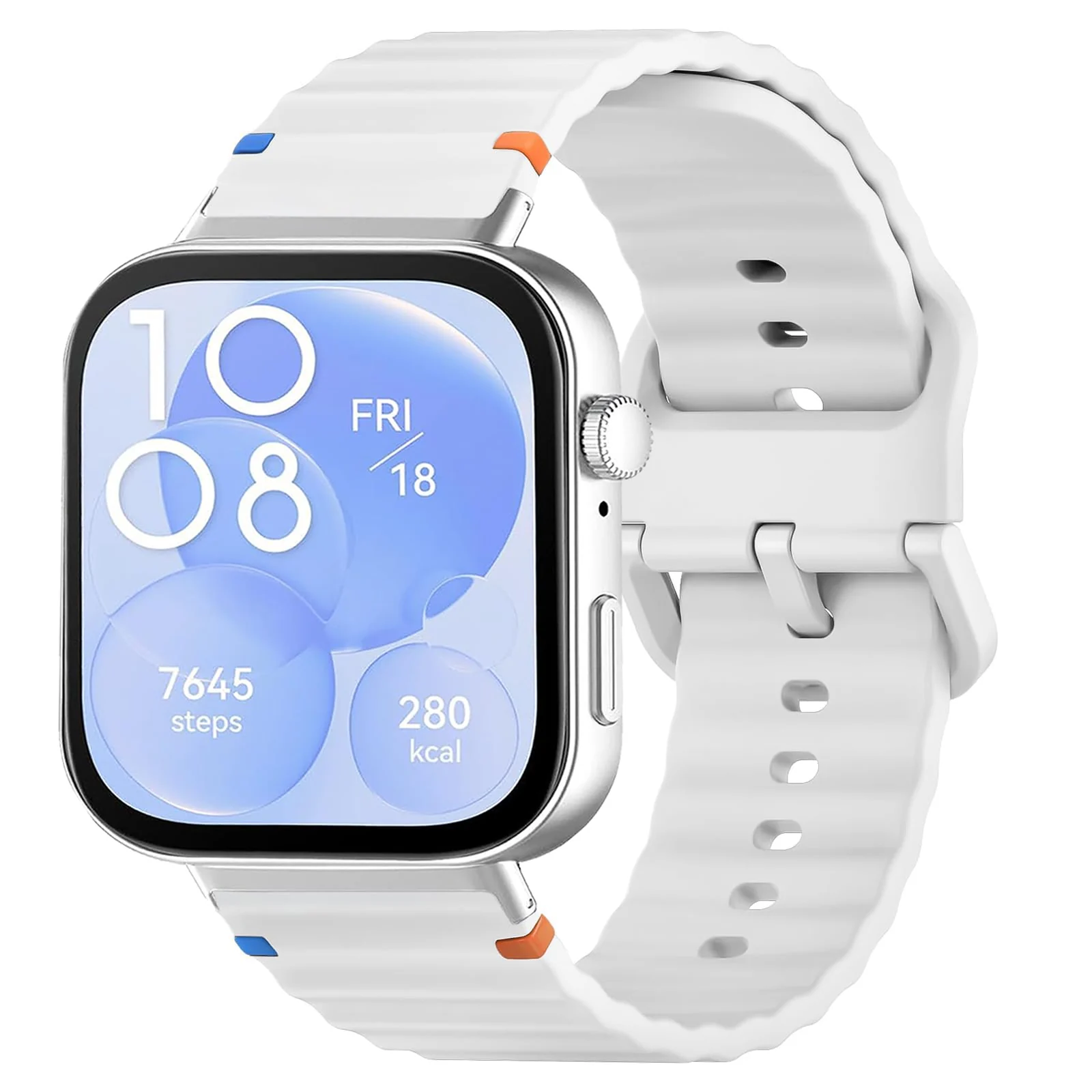 DL3 Mobilak Silicone Wave Stitching Wristband for Huawei Watch Fit 3/Watch Fit 4 Pro/Fit 4 Strap, Watchbands Breathable Sport Bands Armband Quick Release Strap Adjustable Bracelet - White