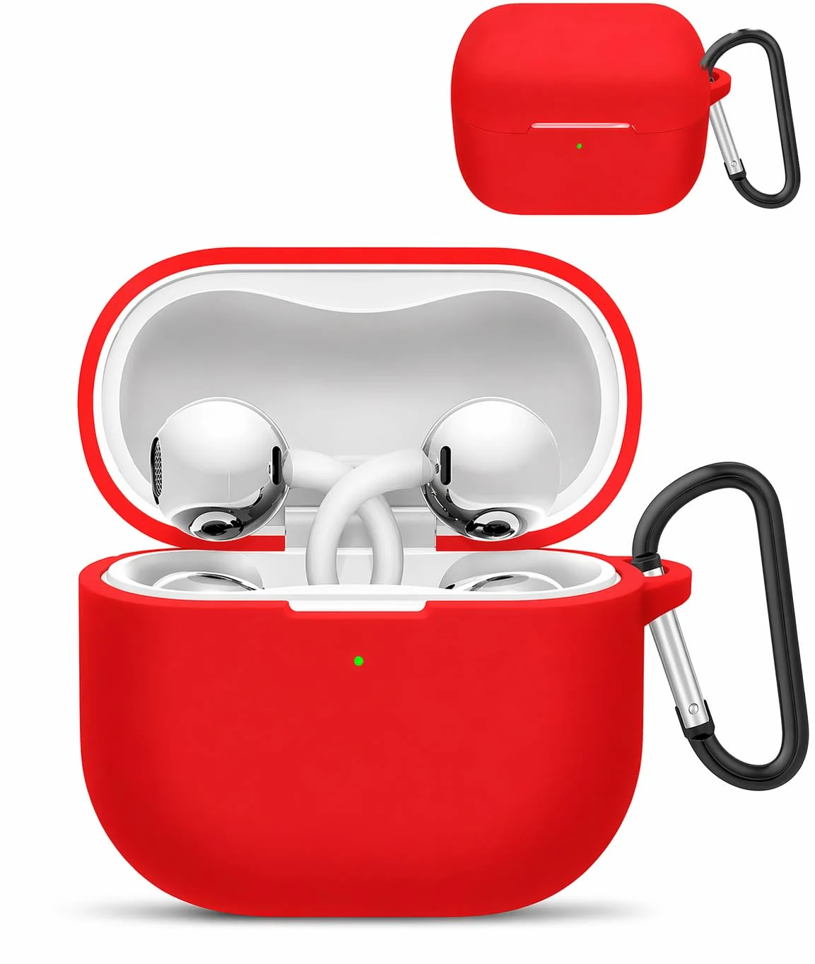 DL3 Mobilak Compatible with Huawei FreeClip 2 Case Cover, Soft Silicone Shockproof Protective Skin Case for Huawei Free Clip Wireless Earbuds with Carabiner, Front LED Visible - Red