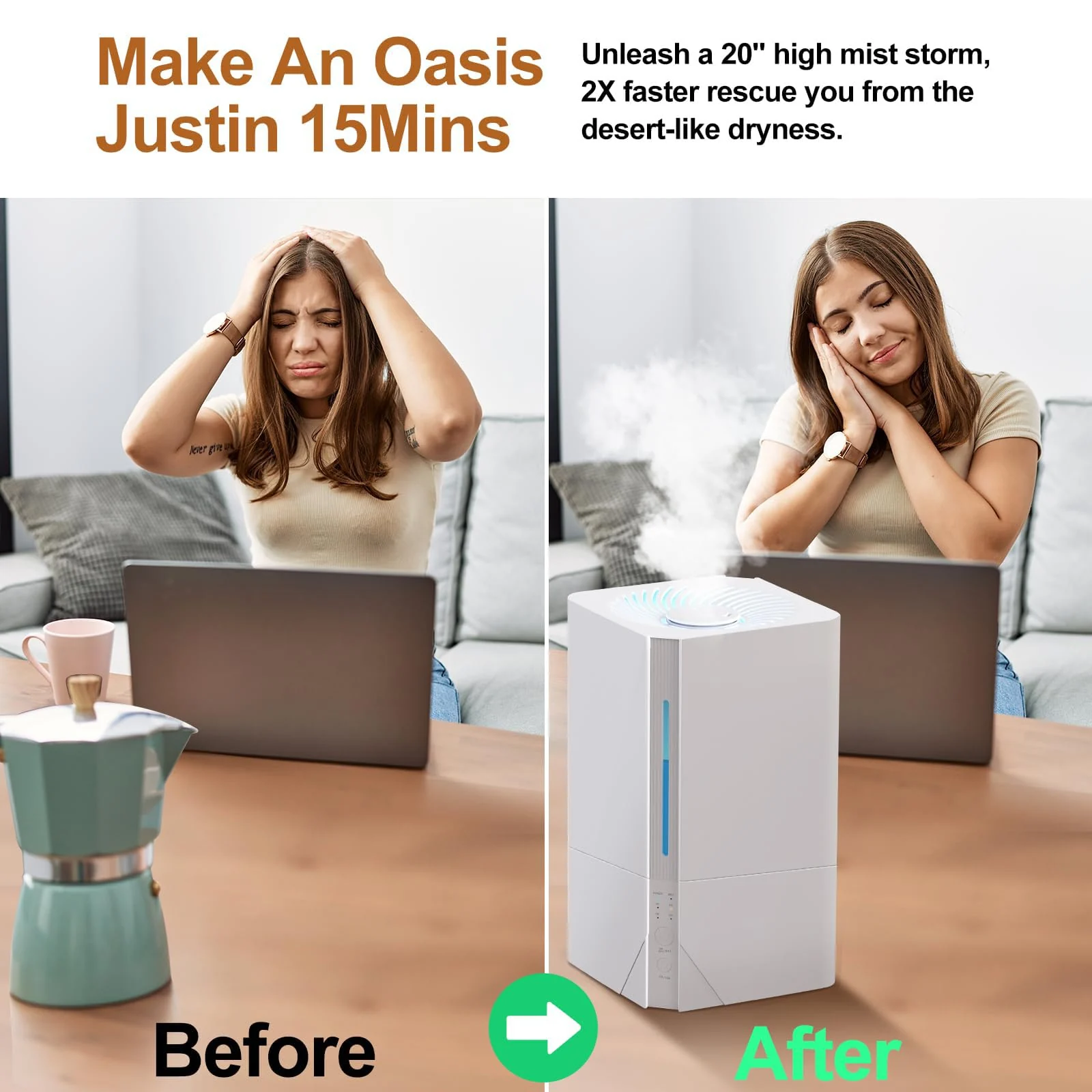 MOBIGON 7 L Top-Fill Cool Mist Humidifier, White