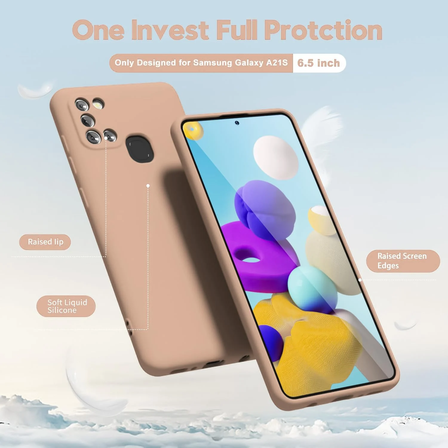 DL3 Mobilak Soft Silicone Gel Bumper Case for Samsung Galaxy A21s - Light Orange