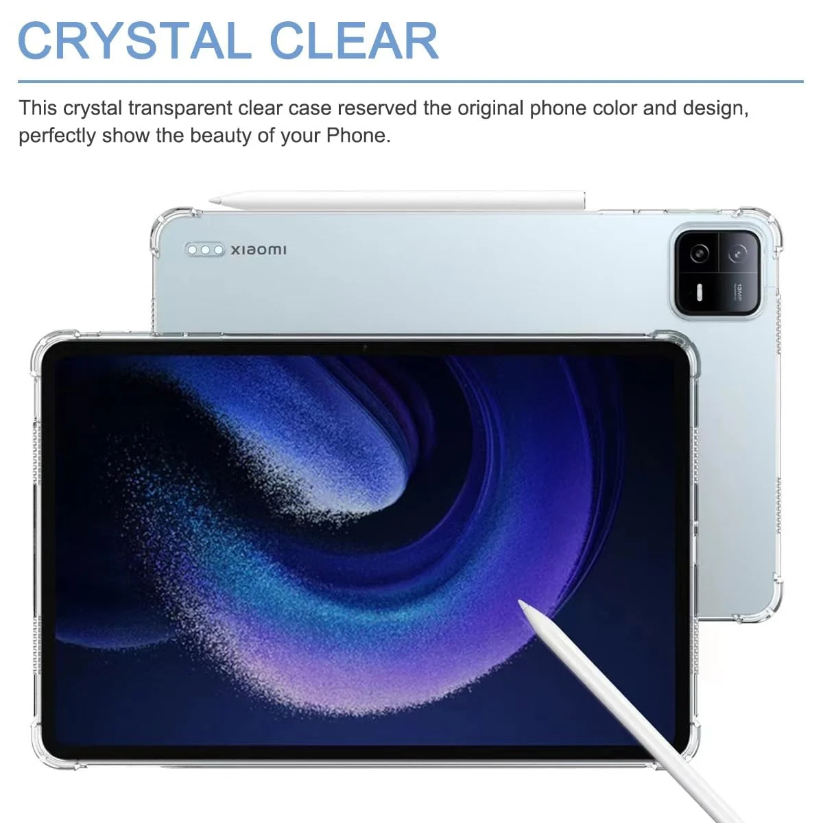 DL3 Mobilak Case Compatible with Xiaomi Pad 6/Xiaomi Pad 6 Pro 11 inch Tablet 2023, Ultra Thin Silicone Air-Corners Shockproof Back Shell HD TPU Protective Cover - Clear