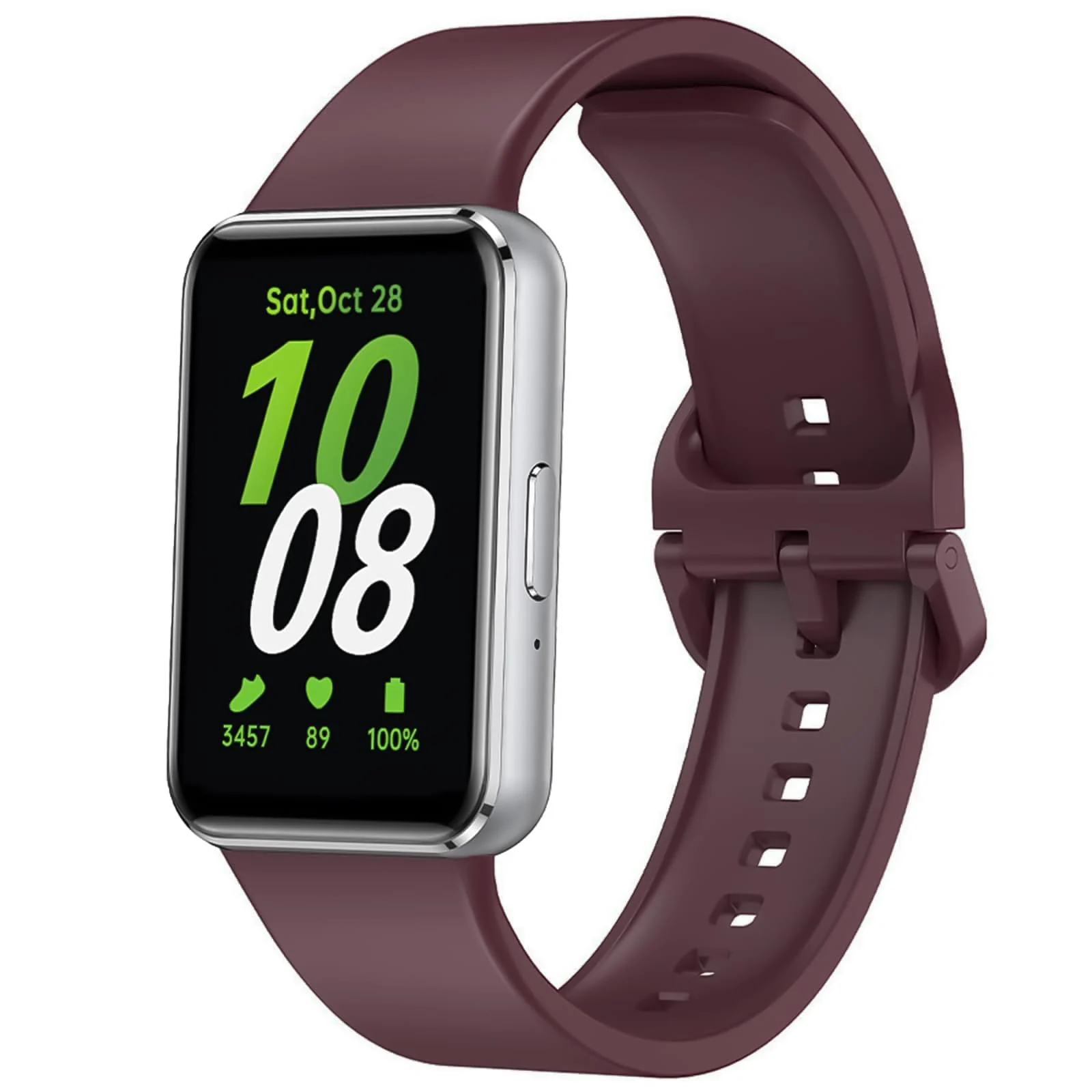 DL3 MOBILAK Silicone Bracelet for Samsung Galaxy Fit 3 Strap, Soft Silicone Sport Replacement Strap For Women/Men, Adjustable Waterproof Sports Band - Wine Red