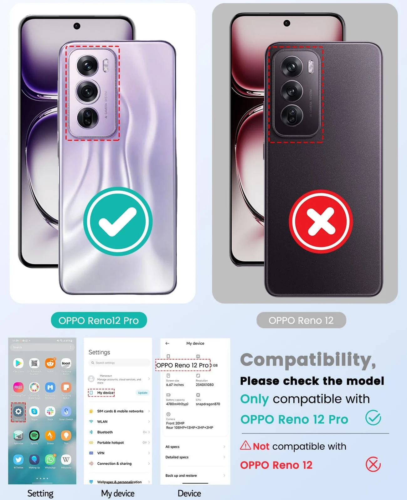 DL3 Mobilak Silicone Case for OPPO Reno 12 Pro 5G Heavy Duty Protective [Slim Fit] Shockproof Soft Flexible Protective Design Shock-Absorption TPU Cover With Camera Protection - Gray