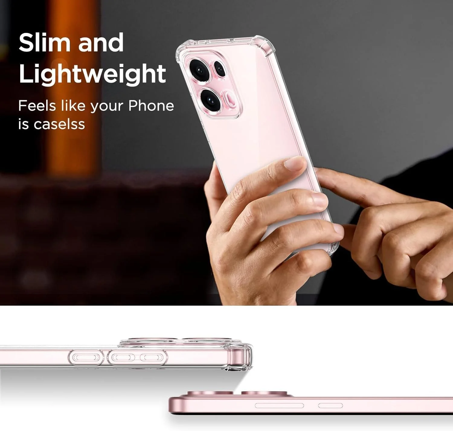 DL3 Mobilak Case Compatible with OPPO Reno 13 PRO 5G, Cover Silicone TPU Gorilla Anti-shock Protector Camera Shockproof Corners - Clear