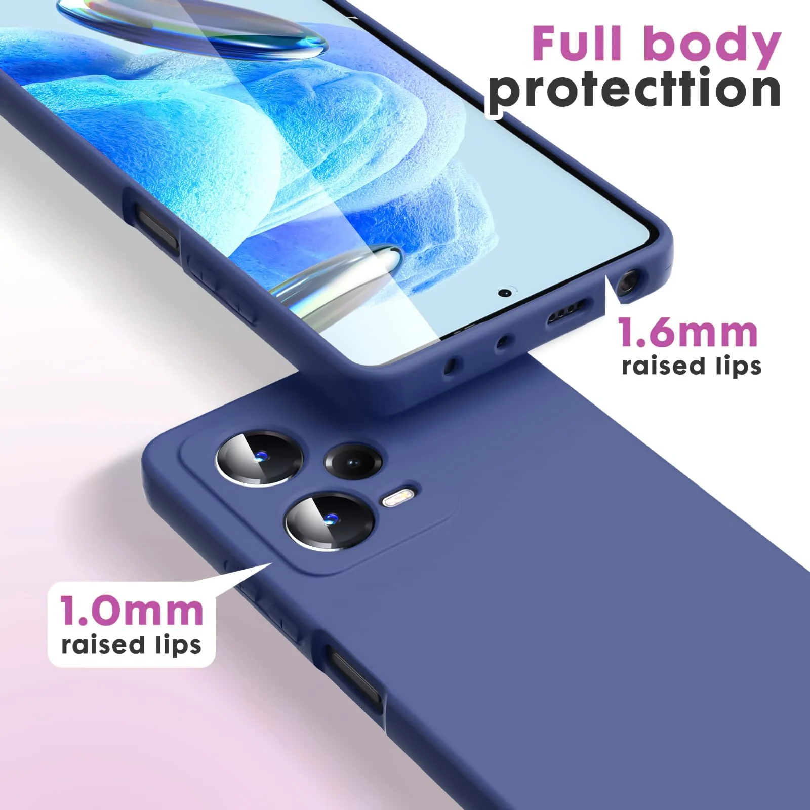 DL3 Mobilak Silicone Protective Case for Xiaomi Redmi Note 12 Pro + / 12 pro plus 5G, Shock-absorbing protection, Scratch-resistant surface, Soft microfiber lining - Blue
