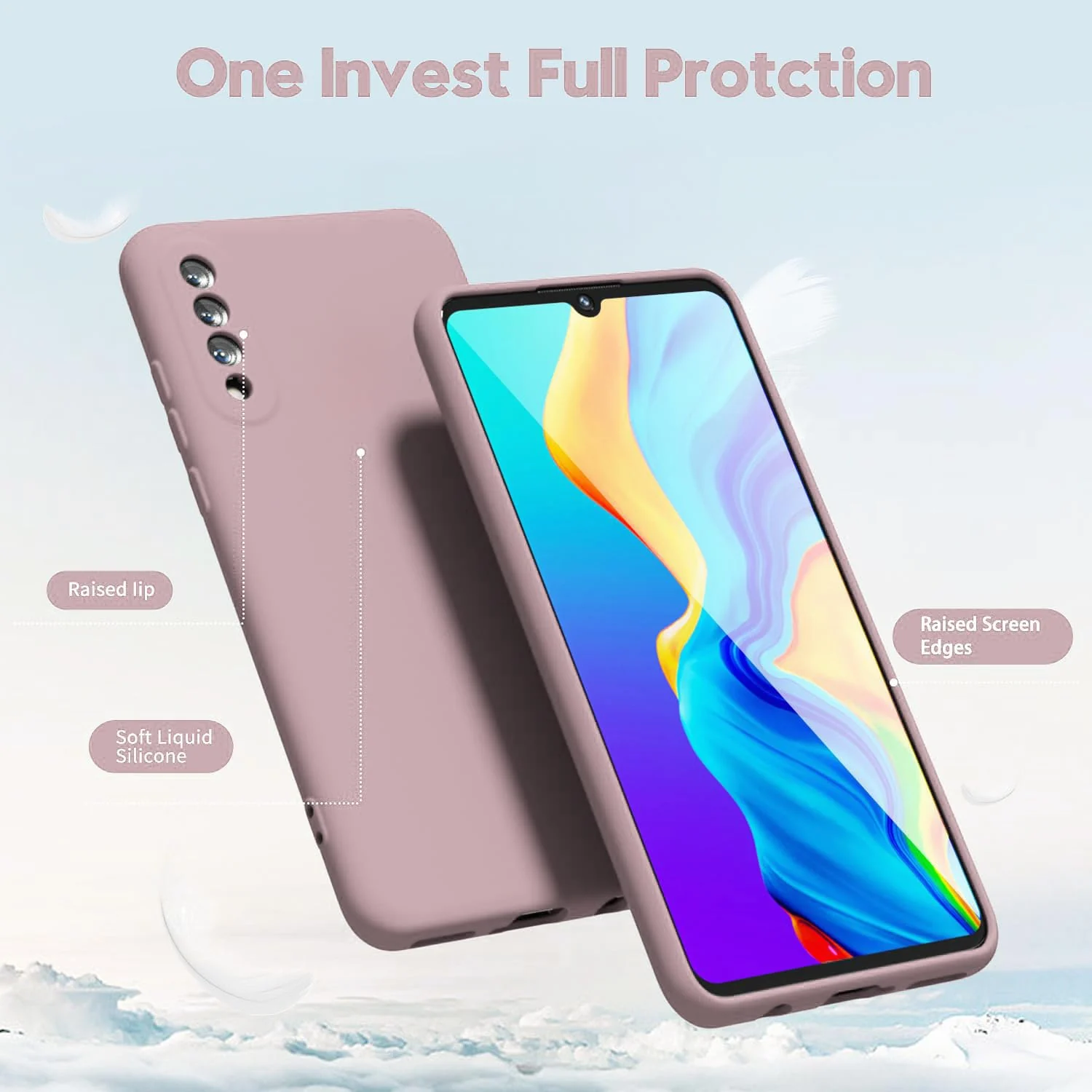 DL3 Mobilak Liquid Silicone Protective Case with Soft Microfiber Lining with Full Camera Protection for Xiaomi Mi 9 - Cashmere