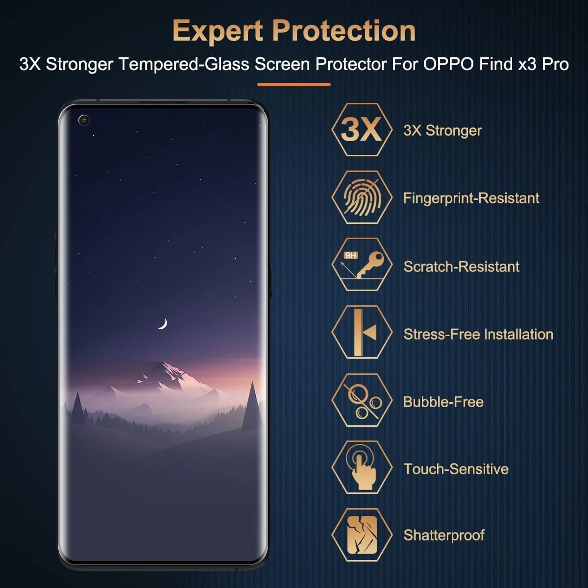 DL3 Mobilak Full Curved 5D Glass Screen Protector Full Glue For OPPO Find X3 Pro - Black