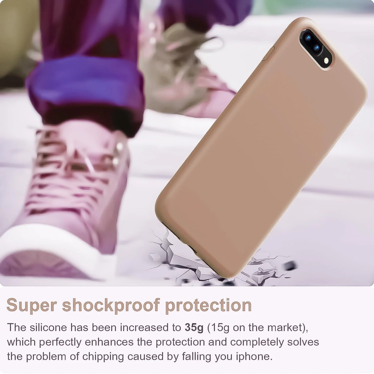 DL3 Mobilak Compatible with iPhone 7 Plus/iPhone 8 Plus Case, Liquid Silicone Case, Full Body Protective Cover, Shockproof, Slim Phone Case, Anti-Scratch Soft Microfiber Lining - Desert