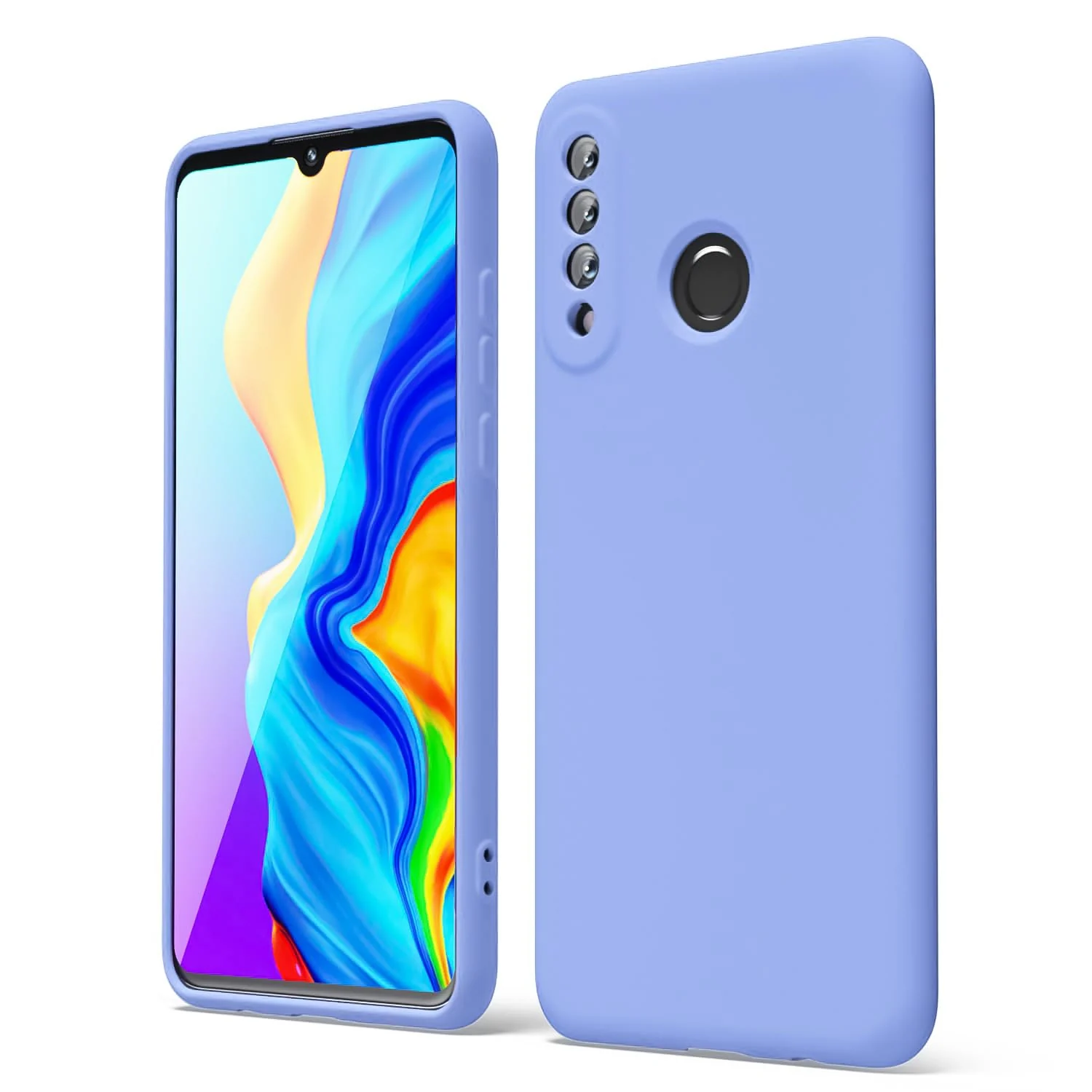DL3 Mobilak Soft Silicone Protective Case for Huawei P30 Lite / Nova 4E with Microfiber Lining and Shockproof Design - Baby Blue