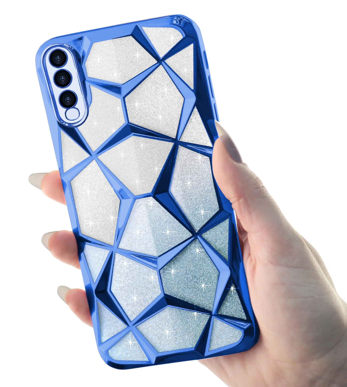 DL3 Mobilak Compatible with Samsung Galaxy A50/ A30S/A50S Case Plating Bling Gradient Glitter Clear Cover Soft TPU Silicone Cute Camera Protection Shockproof Back for Women Girls Case - Blue