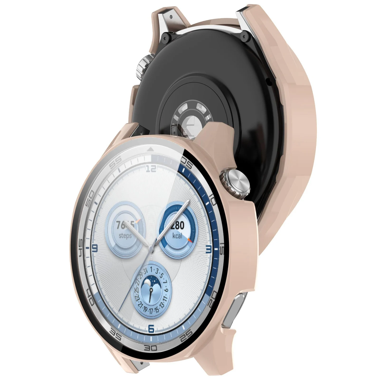 DL3 MOBILAK Full-Coverage Watch Case with Tempered Glass for Huawei Watch GT 4 46 mm, Pink