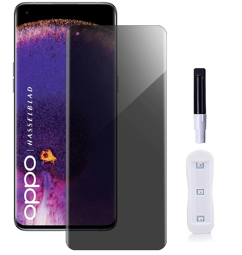 DL3 Mobilak Screen Protector for OPPO Find X5 Pro Glass Fingerprint Reader Support 3D Curved Anti-Spy Tempered Glass Screen Protector - Privacy
