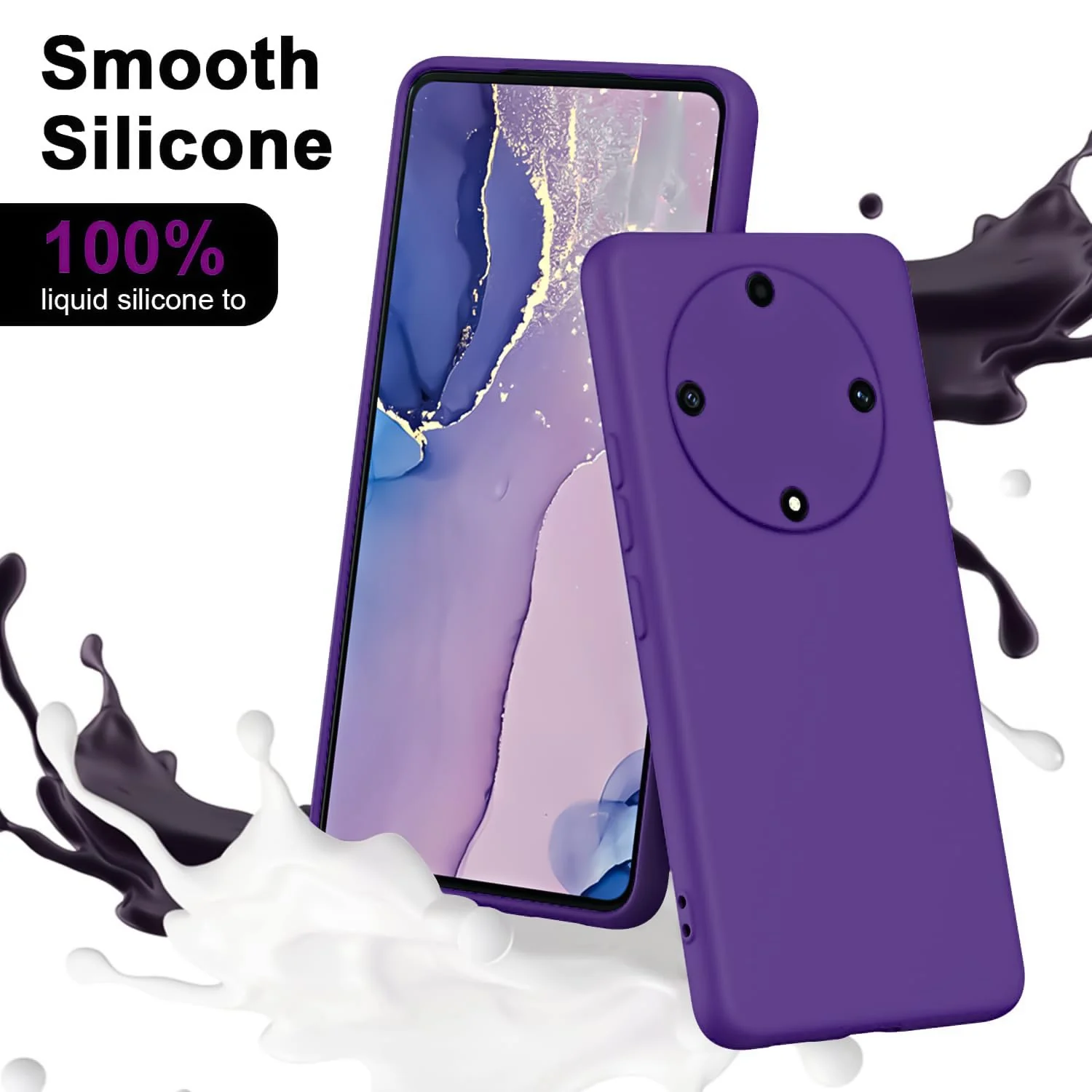 DL3 Mobilak Soft Silicone Protective Case for Honor X9b with Microfiber Lining and Shockproof Design - Purple