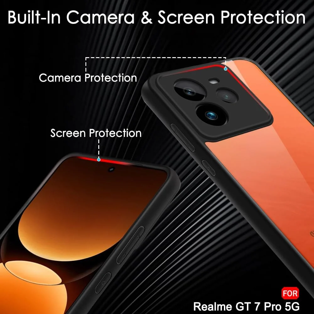 DL3 Mobilak Rugged Protective Case for realme GT 7 Pro 5G, Camera protection, Shock-absorbing protection, Scratch-resistant surface - Black