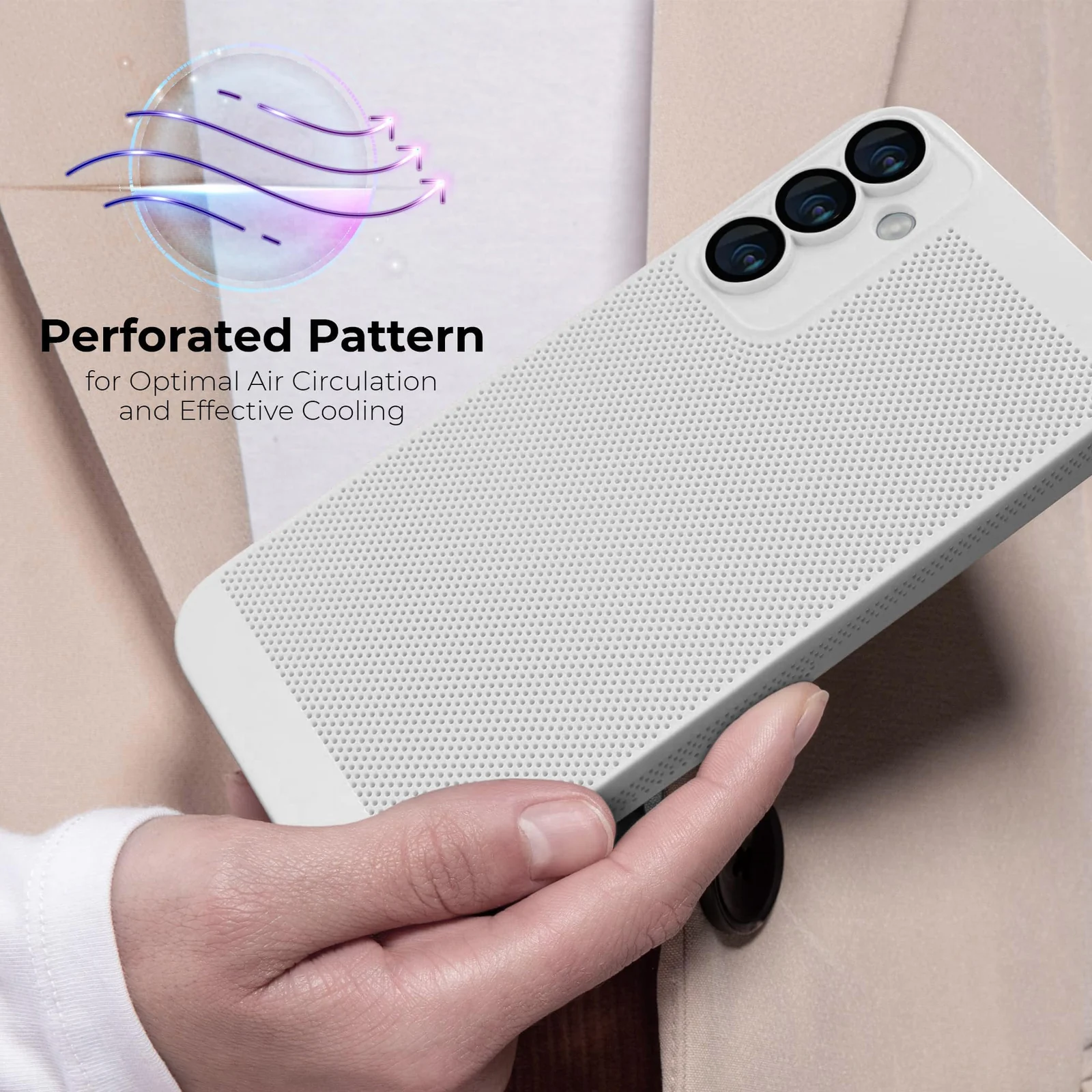 DL3 Mobilak Heat-Dissipation Hard PC Case with Built-In Camera Lens Protector for OPPO Reno12 5G - White