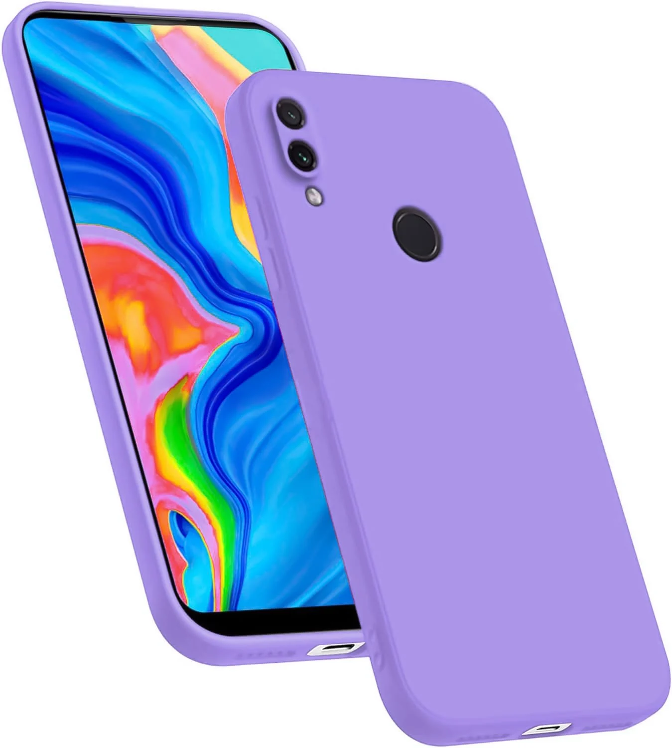 Dl3 Mobilak Compatible with Huawei Y7 2019 / Huawei Y7 Prime 2019 Case, Liquid Silicone Case, Full Body Camera Protective Cover, Shockproof, Slim Phone Case, Soft Microfiber Lining Case - Light Purple