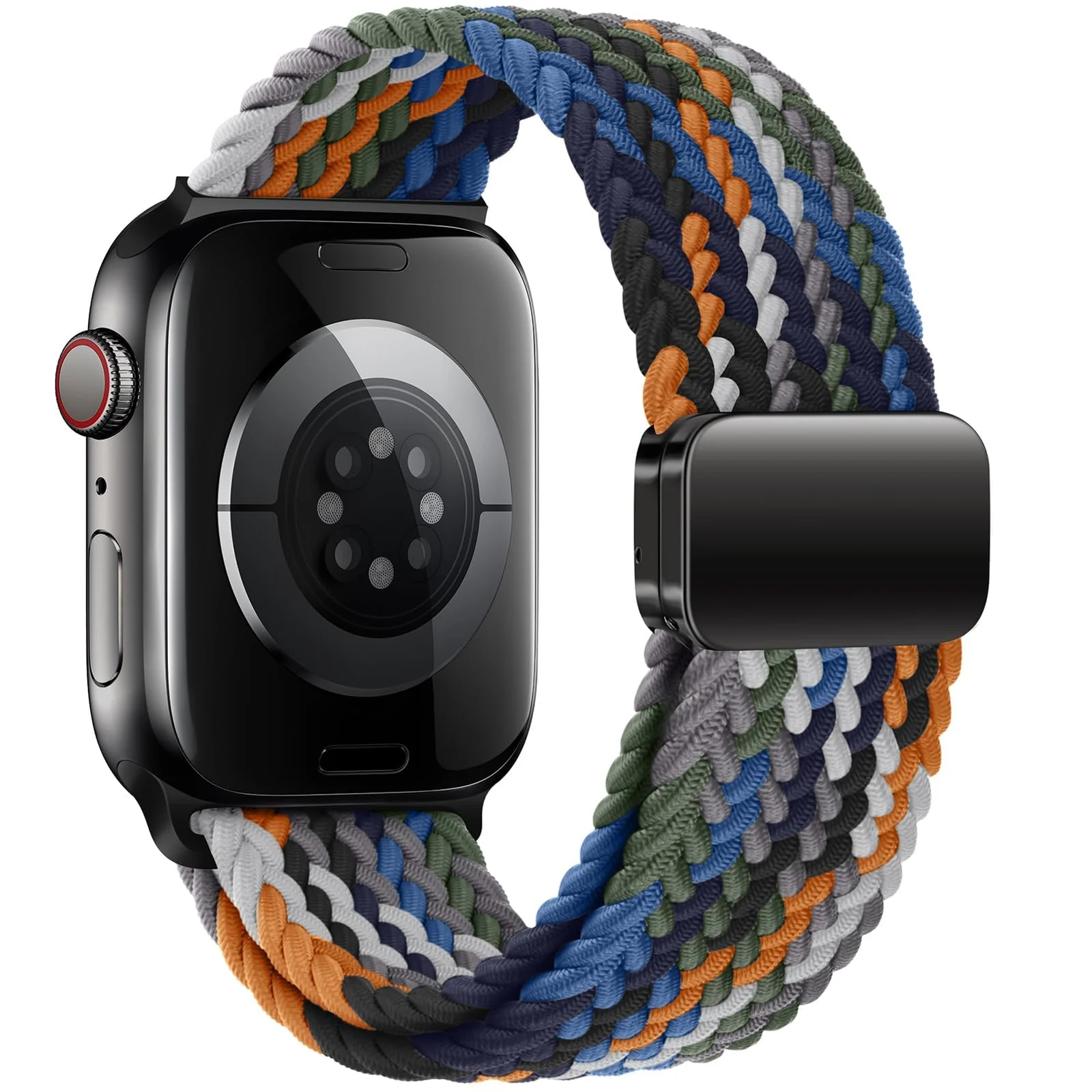 DL3 Mobilak Sport Solo Loop Compatible with Apple Watch Band 42mm 44mm 45mm 46mm 49mm for Women Men, Magnetic Strap Stretchy Braided Wristband for iWatch Series 11 10 9 8 7 6 5 4 3 Ultra 3 2 1 SE SE2 - Denim Colorful