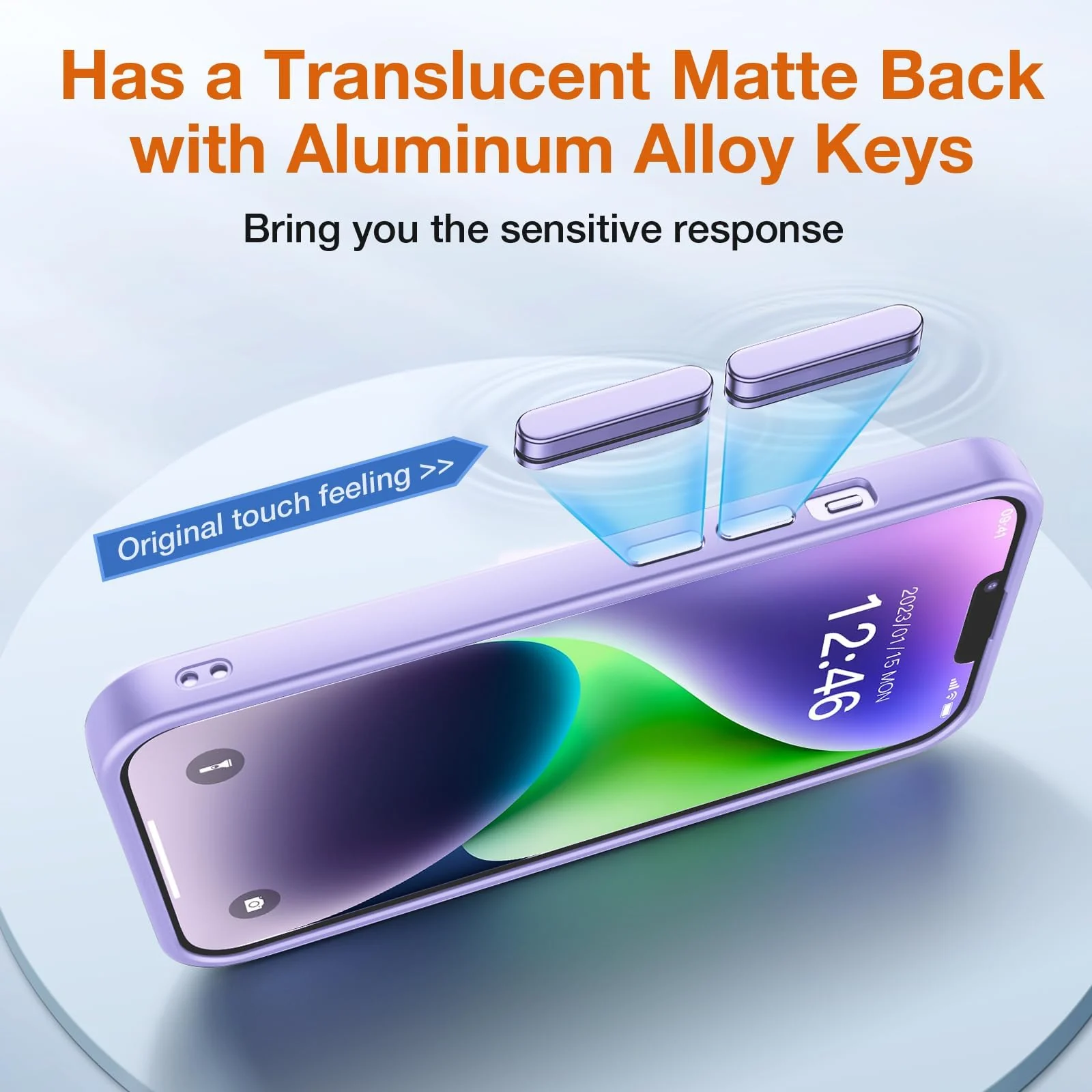 DL3 Mobilak Matte Protective Case for iPhone 13 / iPhone 14 with Camera Protection and Shockproof Design - Light Purple