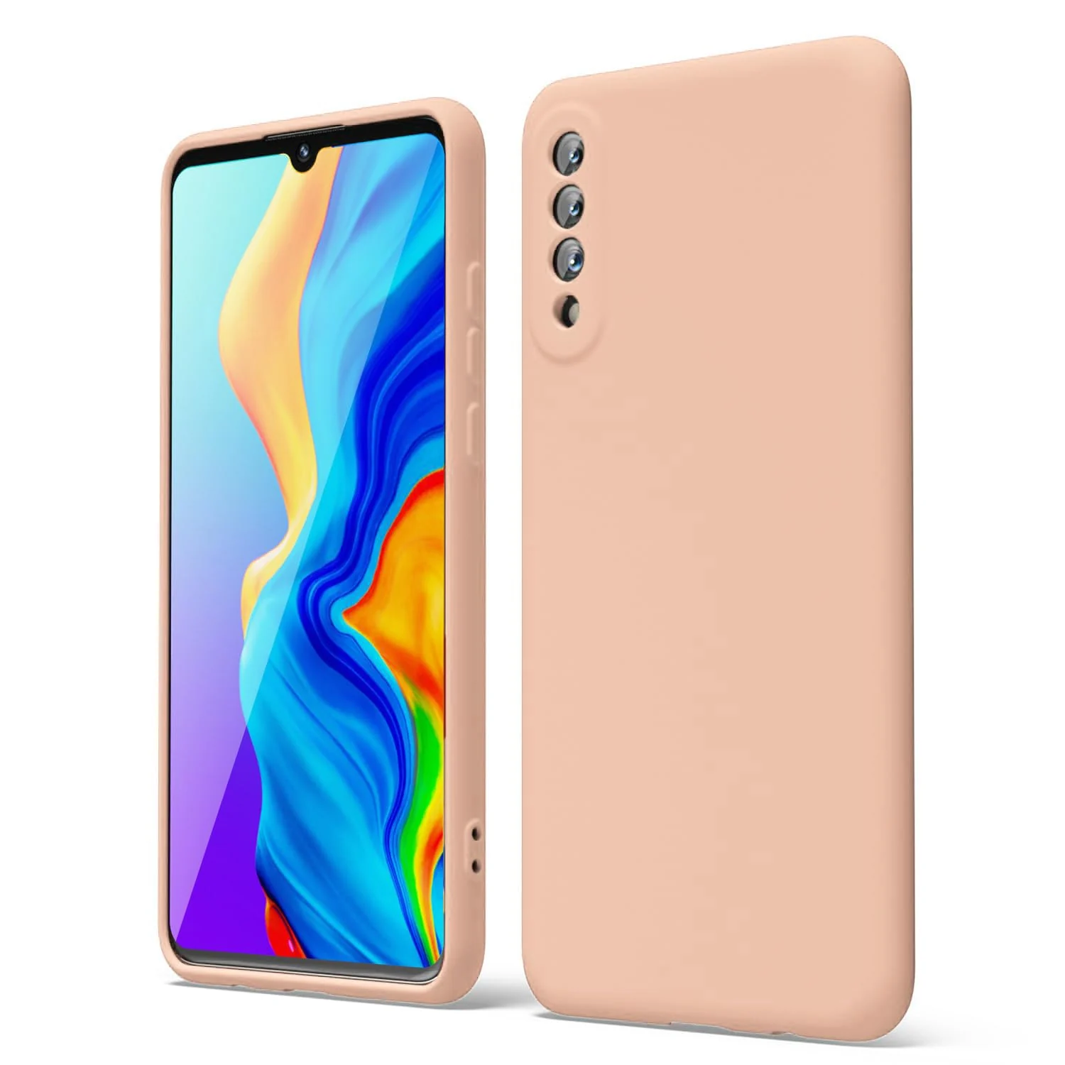 DL3 Mobilak Xiaomi Mi 9 Lite Case, Soft Flexible Liquid Silicone Gel Rubber Bumper Cover, Full Body Shockproof Protective Phone Case - Light Orange