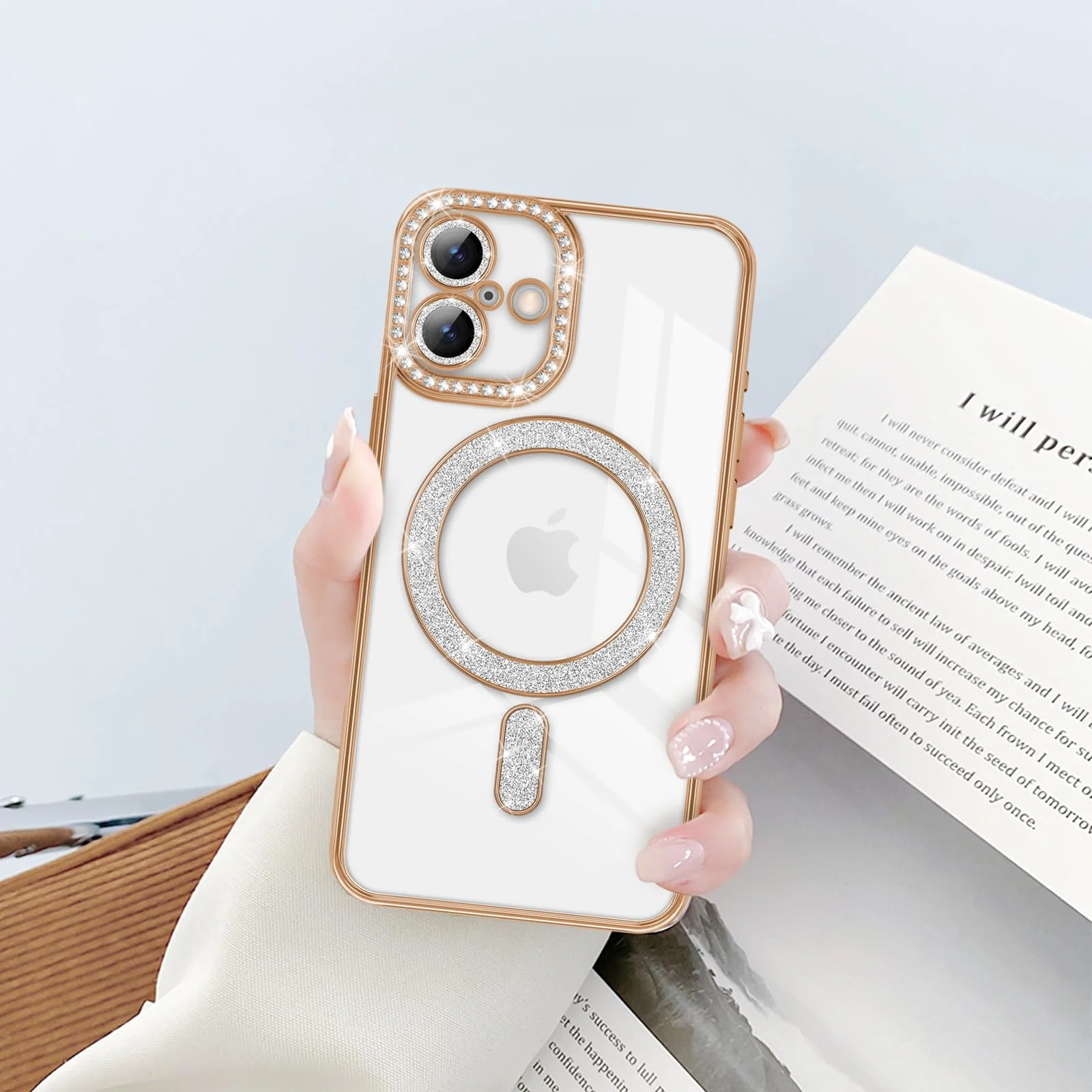 DL3 Mobilak MagSafe-Compatible Magnetic Case for iPhone 16 with Camera Protection and Magnetic Car-Mount Support - Gold