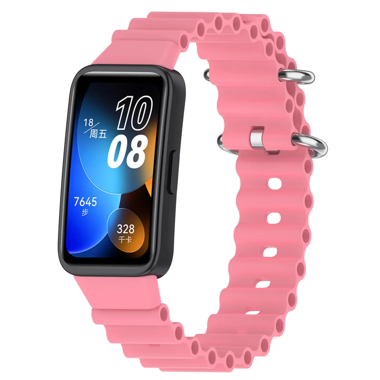 DL3 Mobilak Ocean Band for Huawei Band 8/Huawei Band 9/Huawei Band 10, Adjustable Silicone Stretchy Sport Strap Women Men Replacement Wristband for Huawei Band10/Band9/Band8 - Pink
