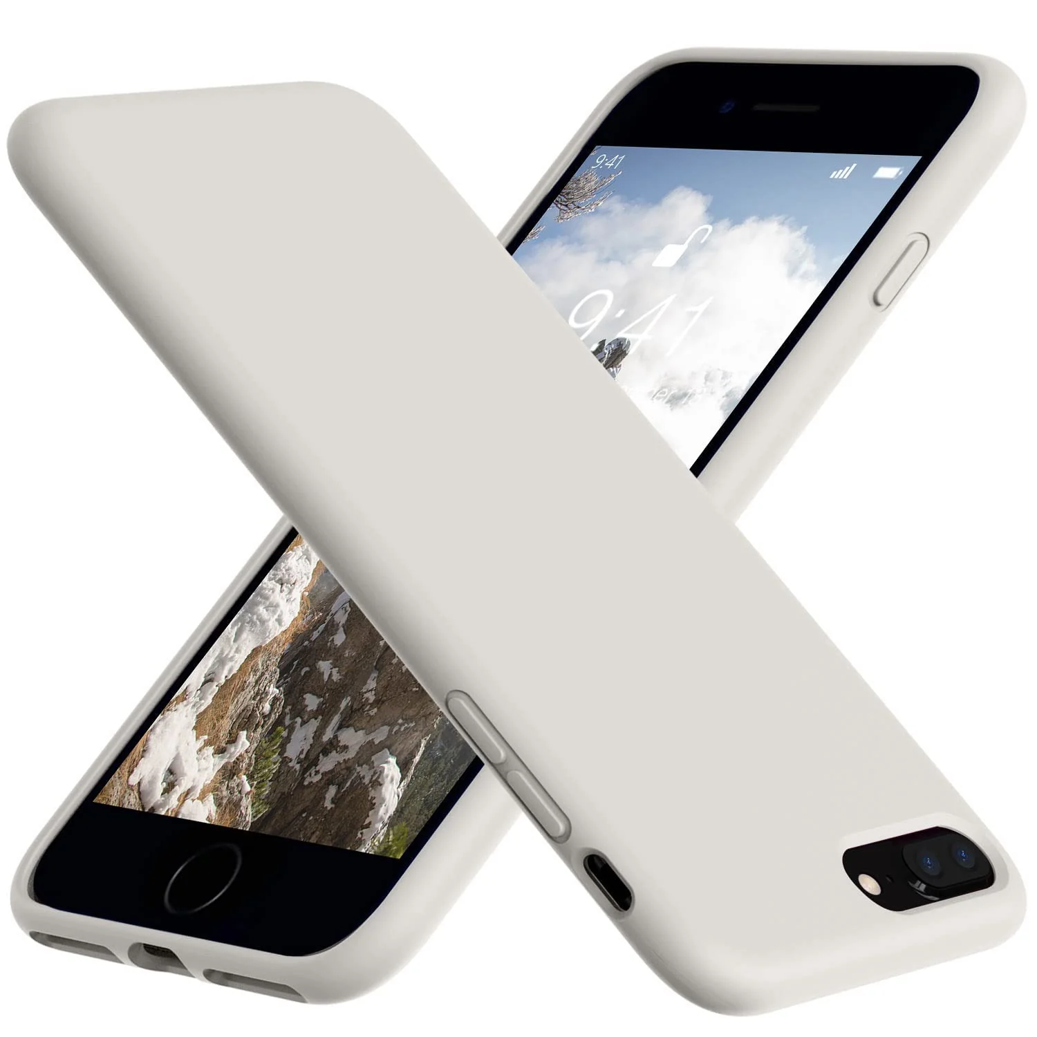 DL3 Mobilak Liquid Silicone Protective Case with Soft Microfiber Lining for iPhone 7 Plus / iPhone 8 Plus - Stone