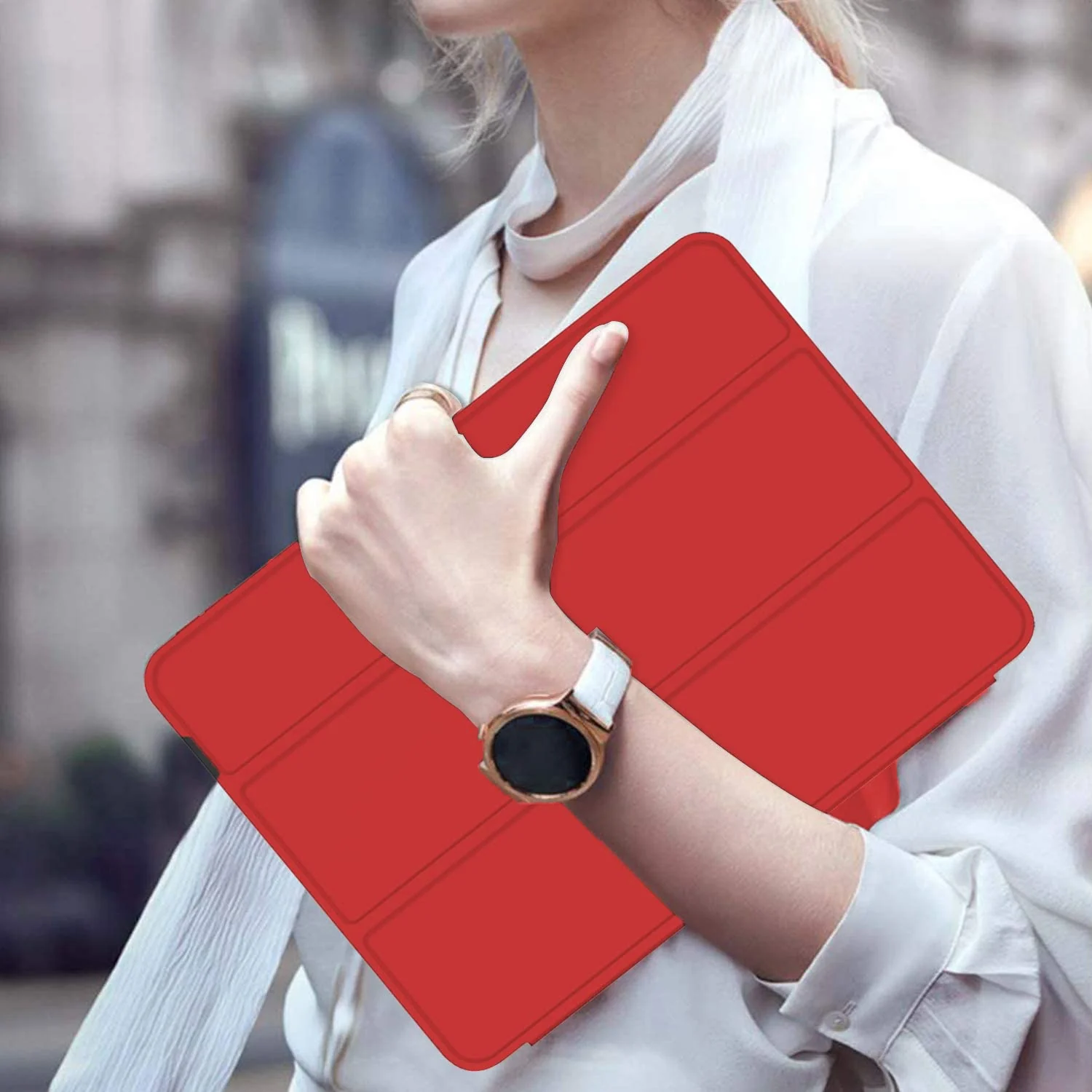 DL3 Mobilak Smart Case Compatible with Samsung Galaxy Tab A7 Lite 8.7 2021 (SM-T220/ T225/T227), Case Flip Cover Leather Case Soft TPU Back And Trifold Stand With Auto Sleep - Red