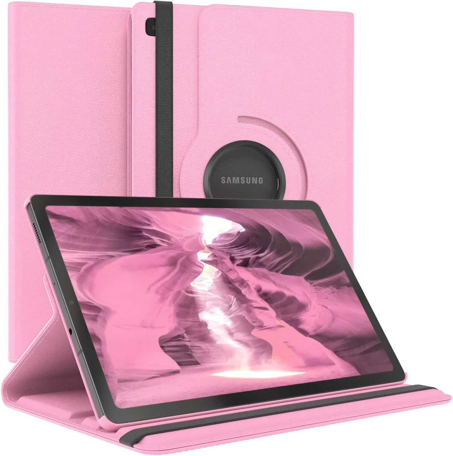 DL3 Mobilak Protective Cover for Samsung Galaxy Tab A7 (SM-T500 / T505) 10.4 inch 2020, 360° Rotatable Smart Stand, Leather Folio Flip Cover with Multi-Angle Viewing, Auto Wake Sleep - Pink