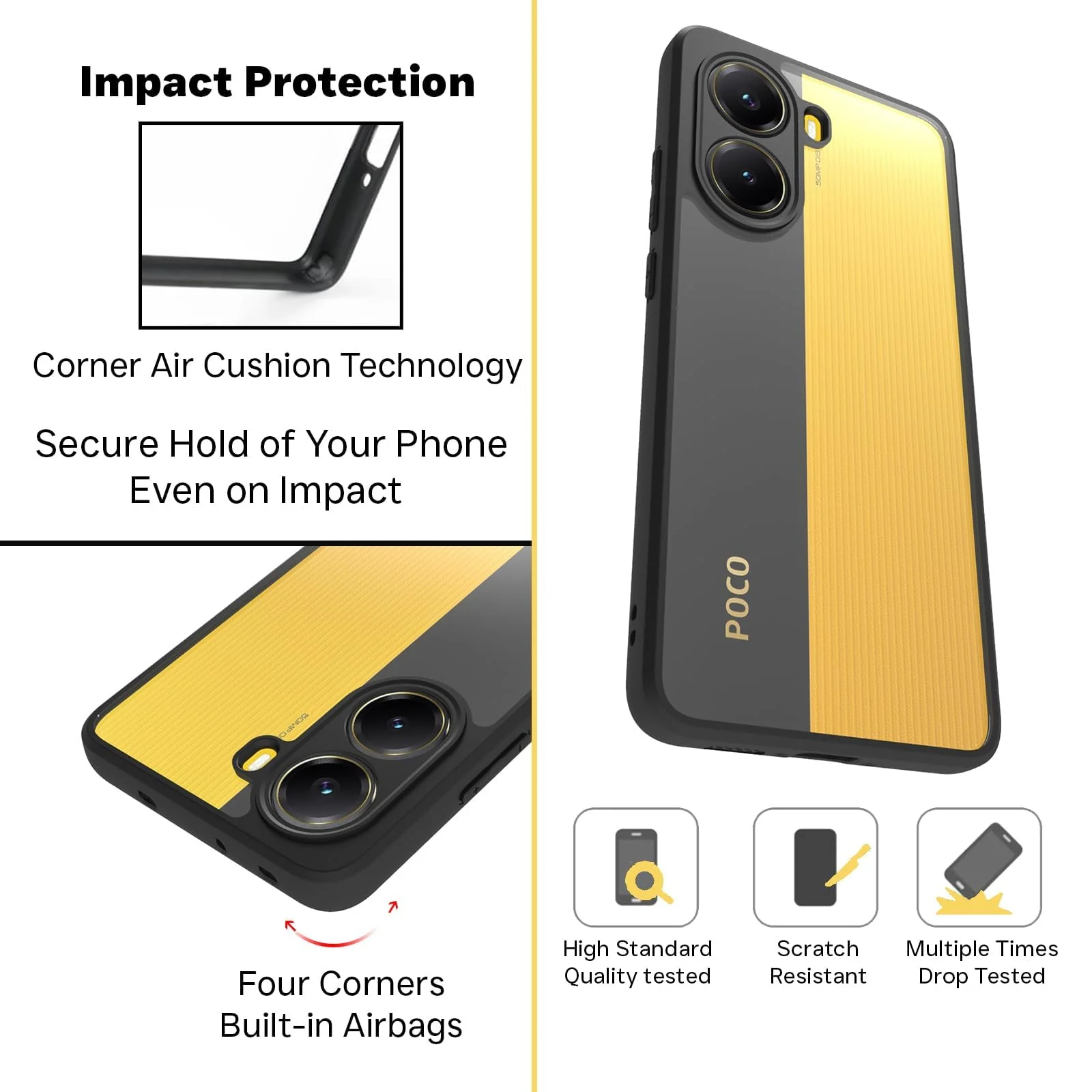 DL3 Mobilak Rugged Protective Case for Xiaomi Poco X7 Pro 5G / Redmi Turbo 4 5G, Camera protection, Shock-absorbing protection, Scratch-resistant surface - Black