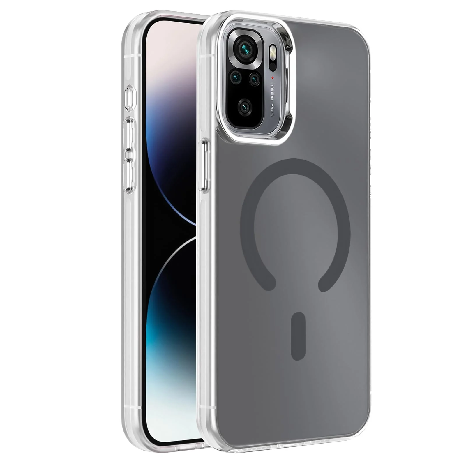 DL3 Mobilak Case for Xiaomi Redmi Note 10 4G / Note 10S Crystal Clear [Not Compatible with MagSafe] Soft TPU Gel Case Flexible Silicone Anti-Scratch Transparent TPU Cover - Gray